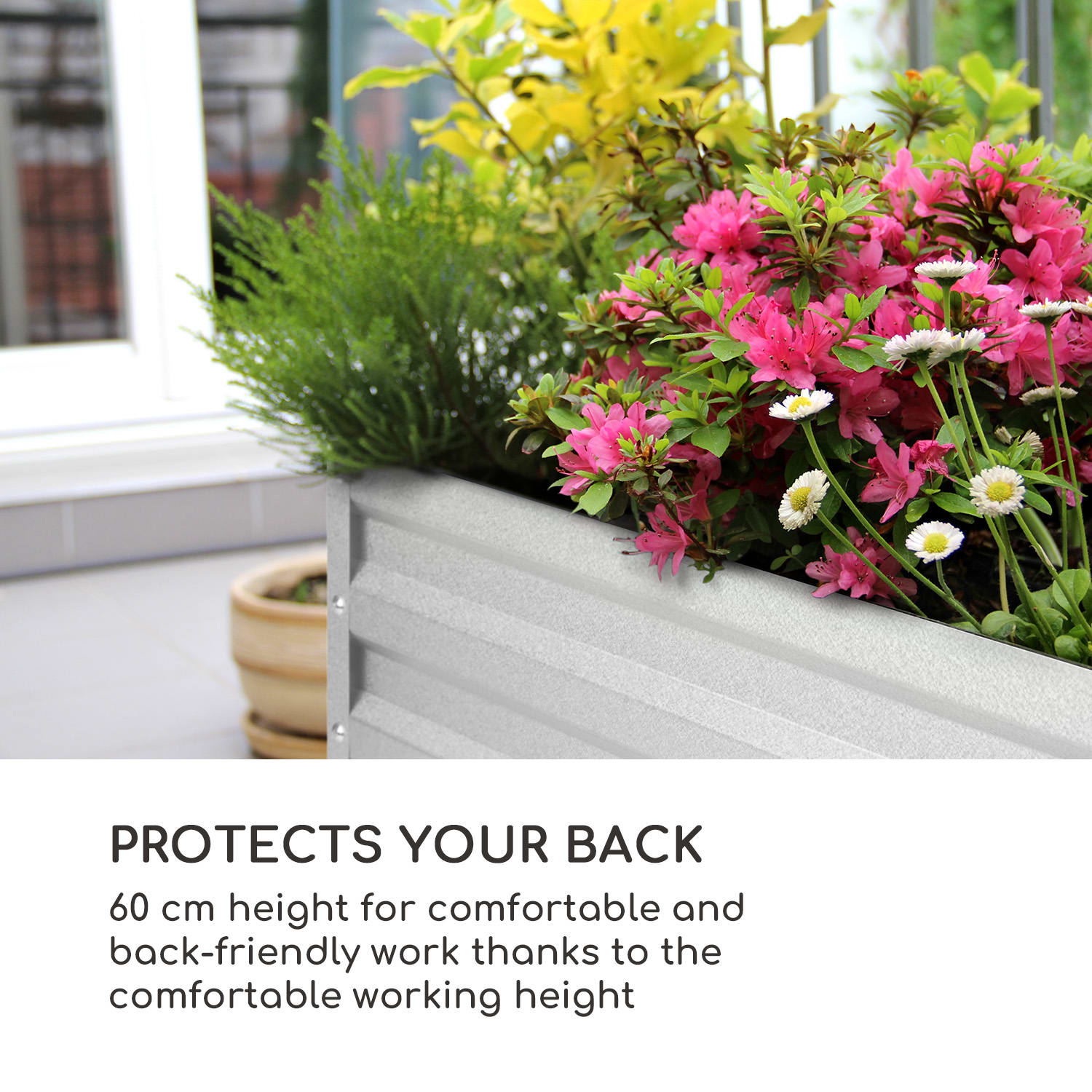 Blum High Grow Straight, kohopenkki, 100 x 60 x 100 cm, 600 l, terästä 100 x 60 x 100 cm | Hopea Metallinen