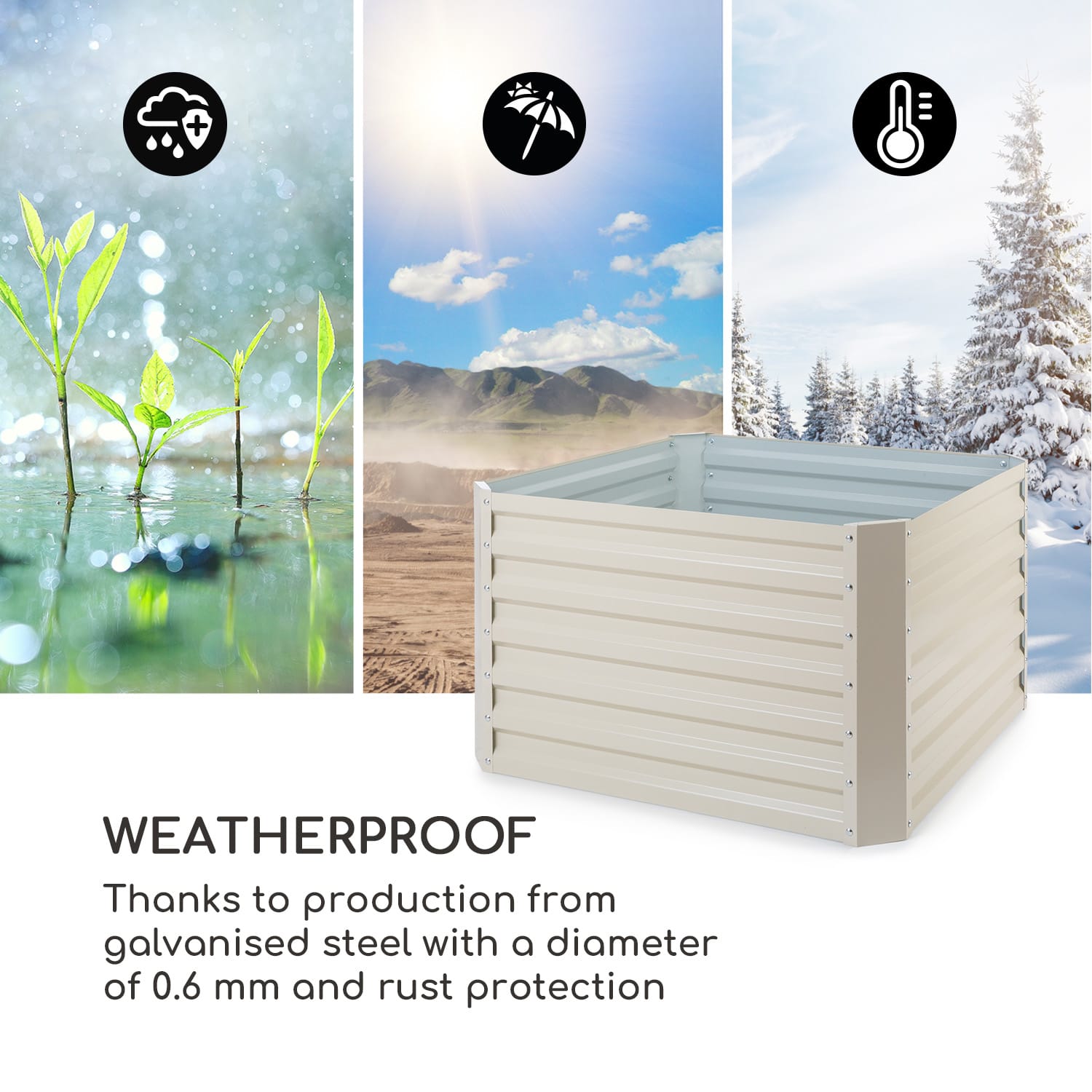 Blum High Grow Straight, vyvýšený záhon, 100x60x100cm, 600l, oceľ 100 x 60 x 100 cm | Piesok