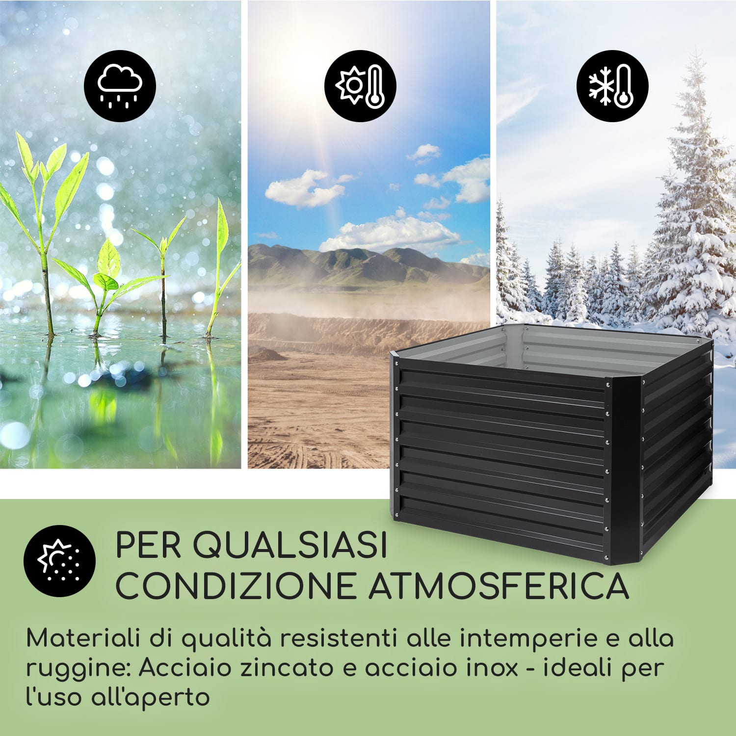Blum High Grow Straight, Aiuola Rialzata, 100x60x100cm, 600l, Acciaio 100 x 100 x 60 cm | Antracite