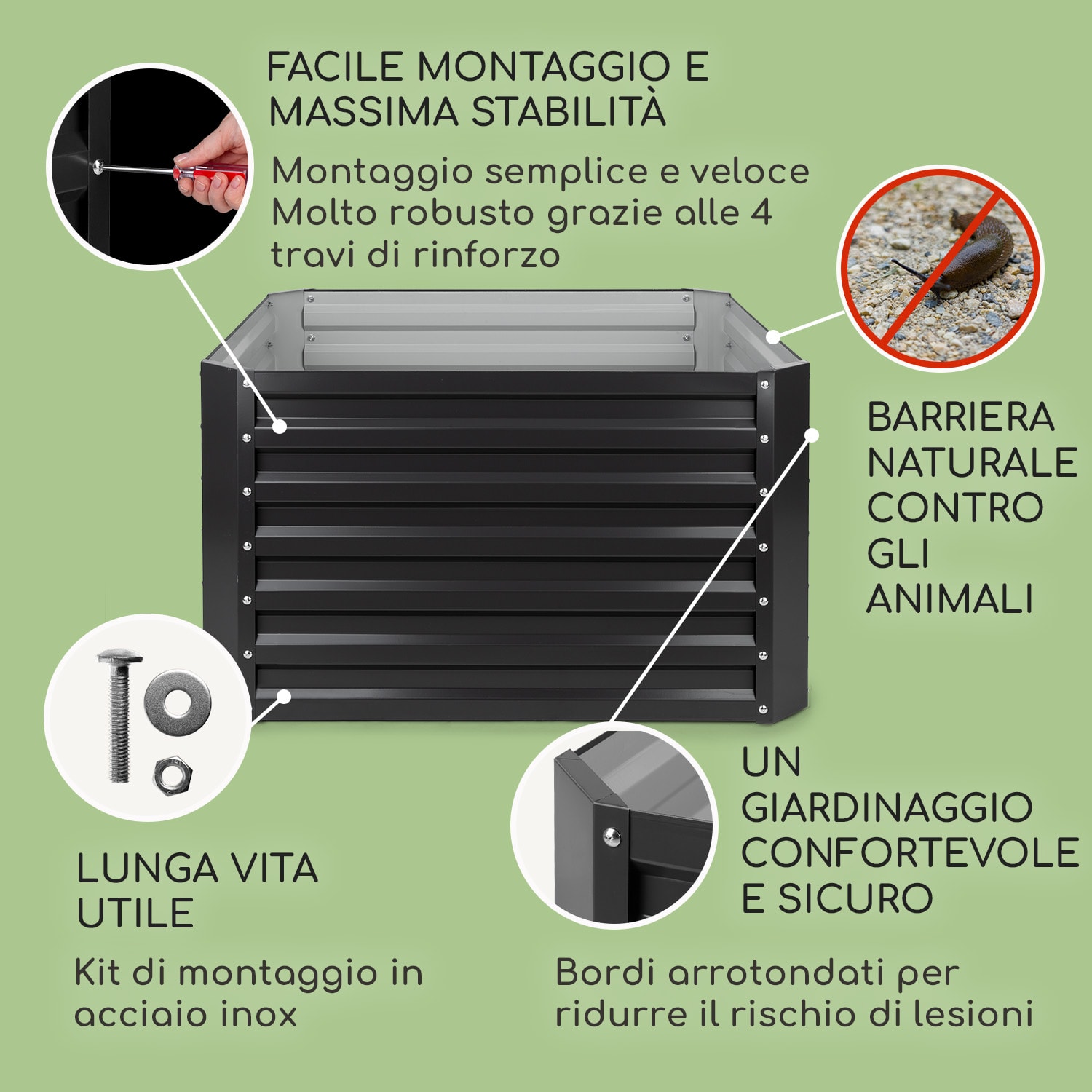 Blum High Grow Straight, Aiuola Rialzata, 100x60x100cm, 600l, Acciaio 100 x 100 x 60 cm | Antracite
