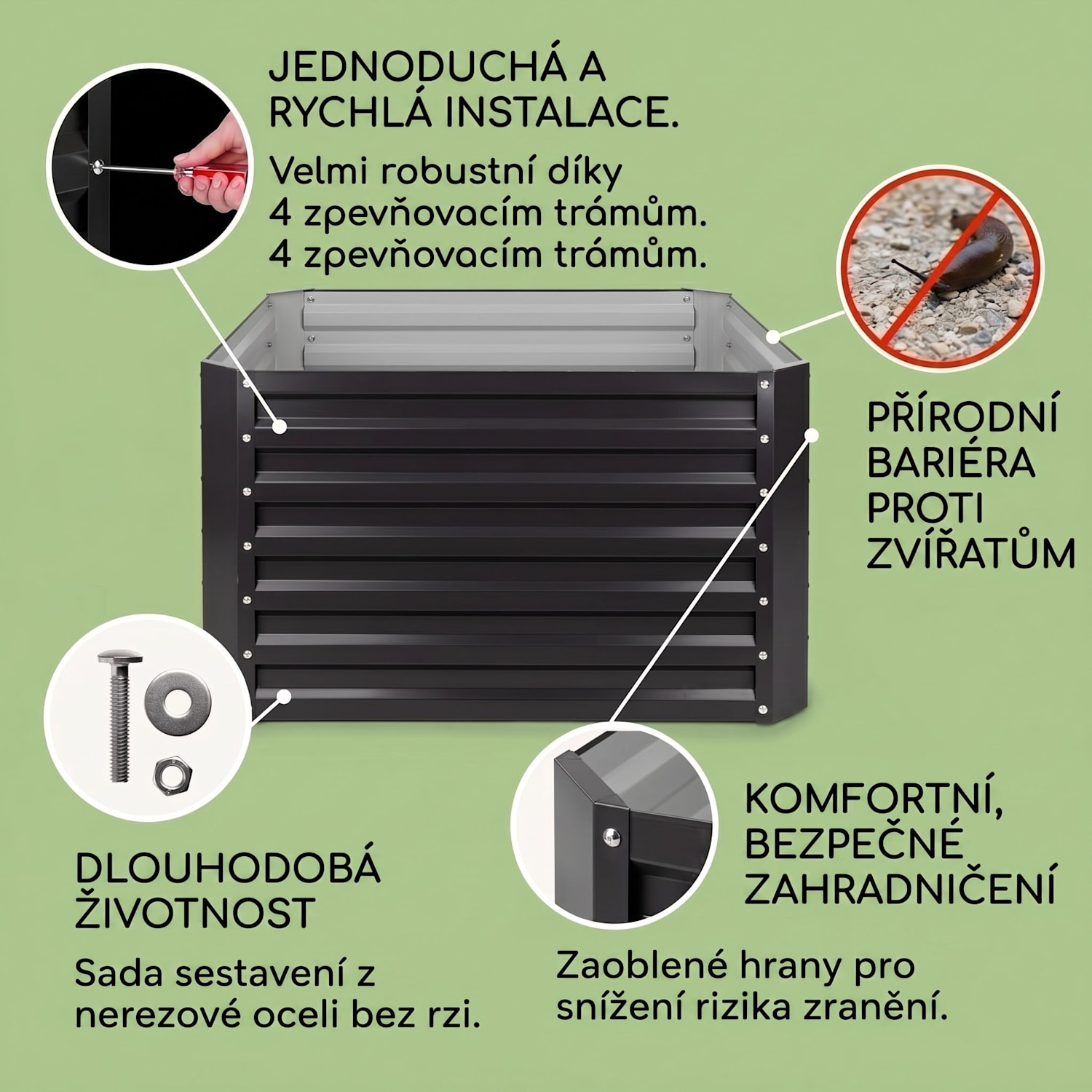 Blum High Grow Straight, vyvýšený záhon, 100 x 60 x 100 cm, 600 l, ocel 100 x 100 x 60 cm | Antracit