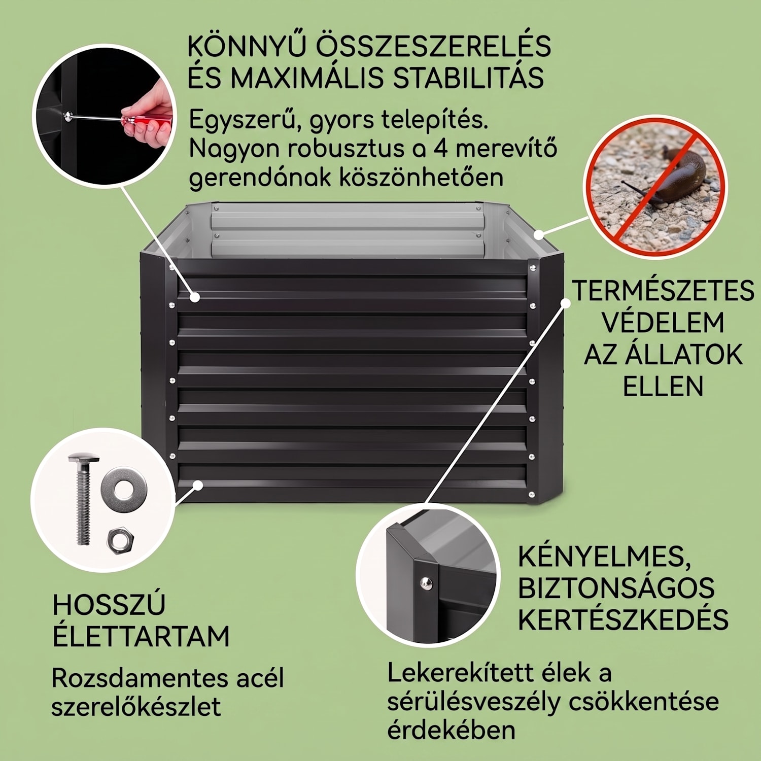 Blum High Grow Straight, magaságyás, 100 x 60 x 100 cm, 600 l, acél 100 x 100 x 60 cm | Antracit