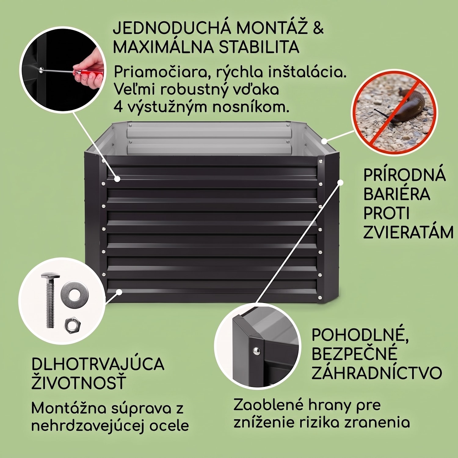 Blum High Grow Straight, vyvýšený záhon, 100x60x100cm, 600l, oceľ 100 x 100 x 60 cm | Antracit