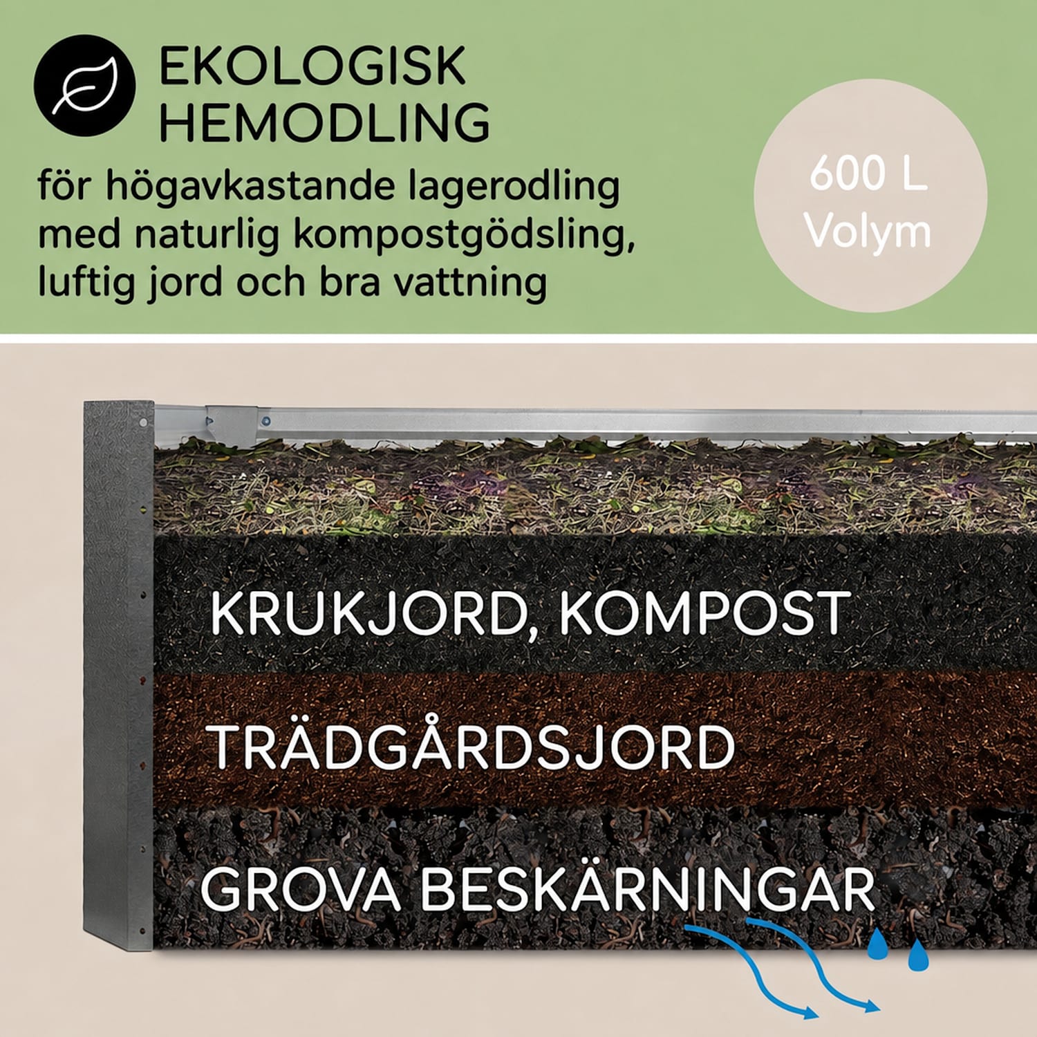 High Grow Straight pallkrage 100x60x100cm 600 l stål 100 x 100 x 60 cm | Antracit