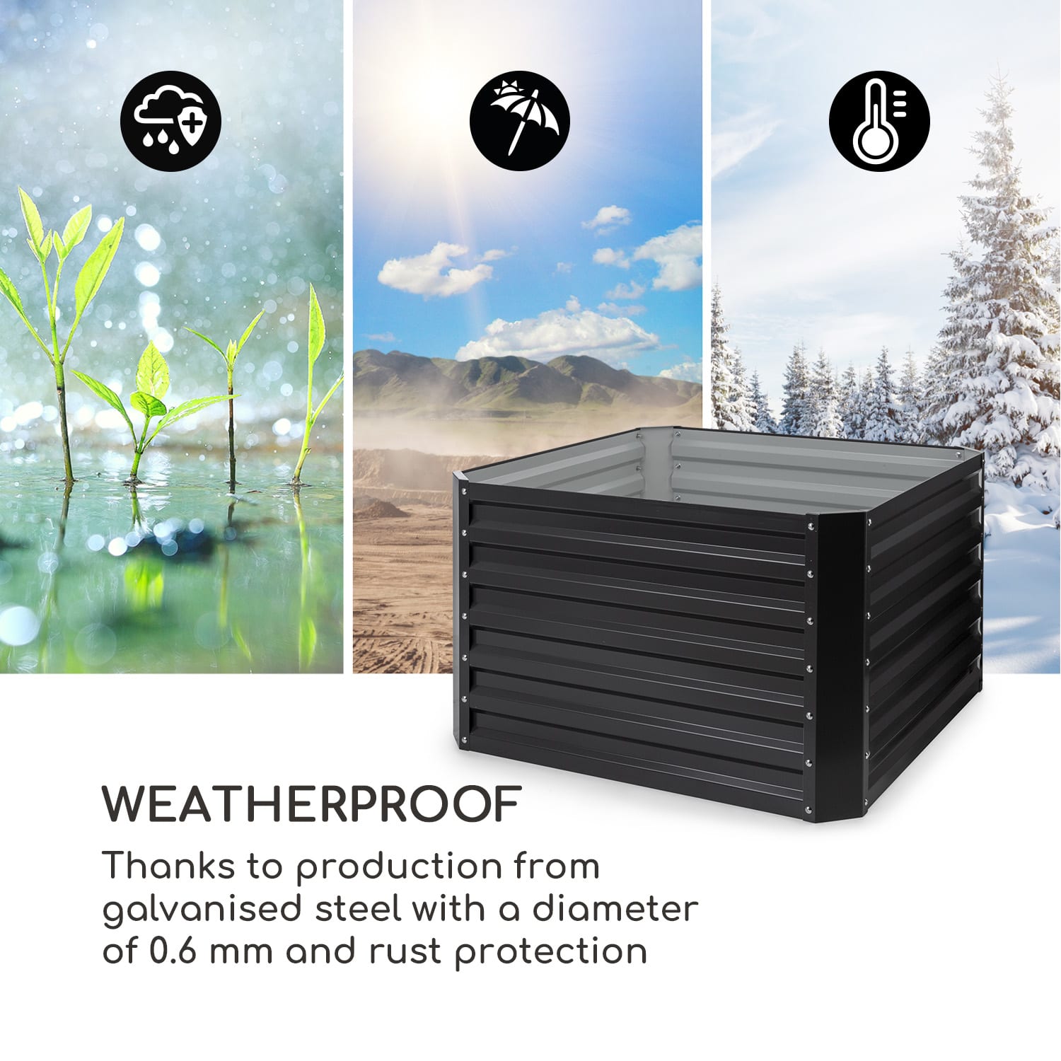 Blum High Grow Straight, magaságyás, 100 x 60 x 100 cm, 600 l, acél 100 x 100 x 60 cm | Antracit