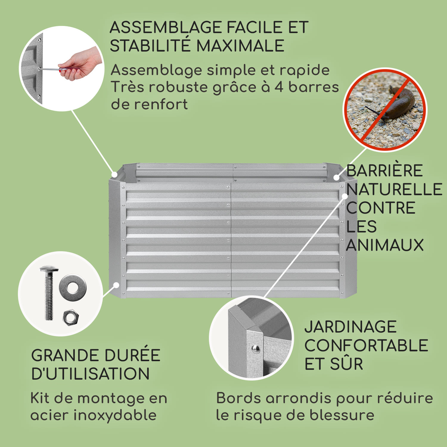 Blum High Grow Straight potager surélevé 120x60x60cm 432l acier 120 x 60 x 60 cm | Argent