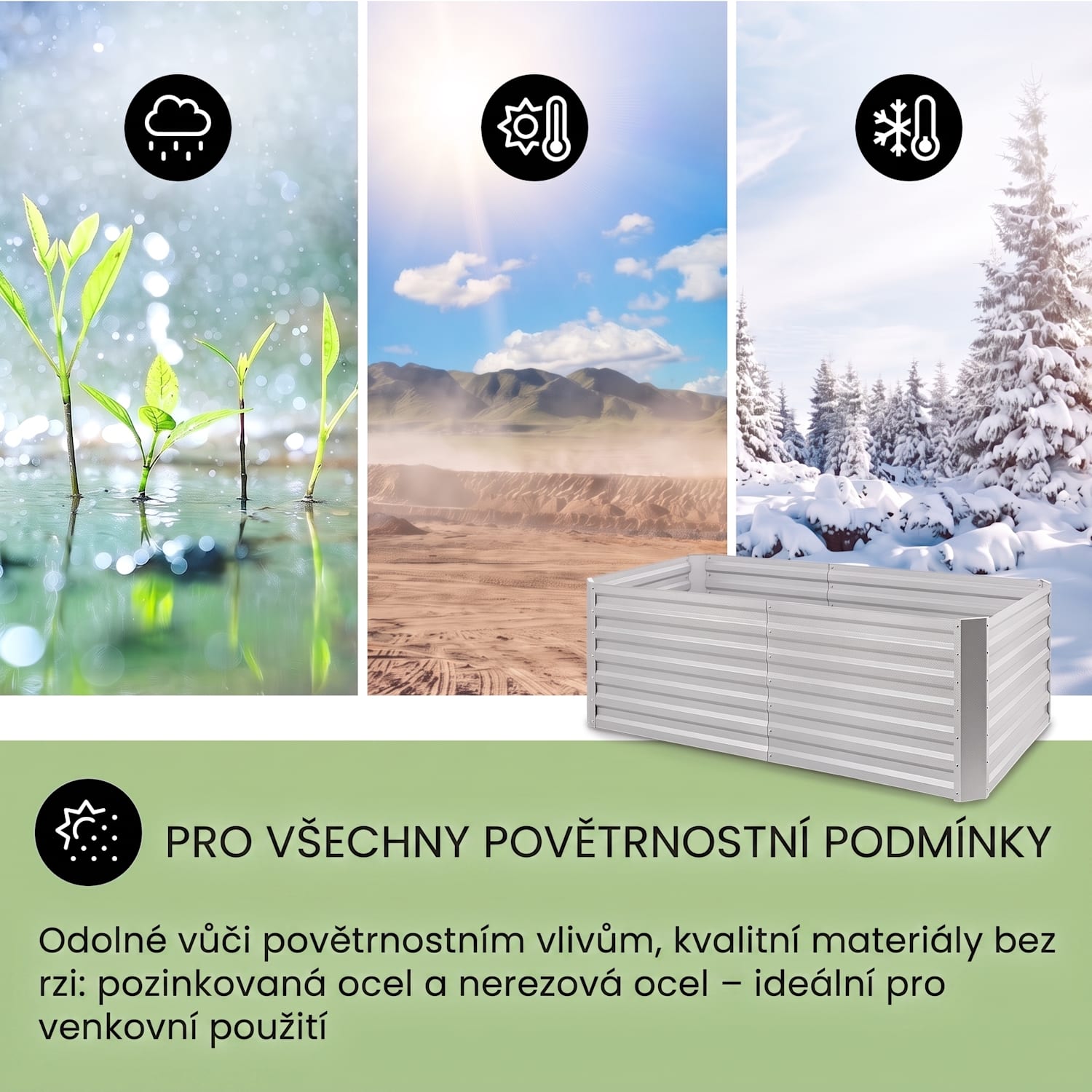 Blum High Grow Straight, vyvýšený záhon, 120 x 60 x 60 cm, 432 l, ocel 120 x 60 x 60 cm | Stříbrná