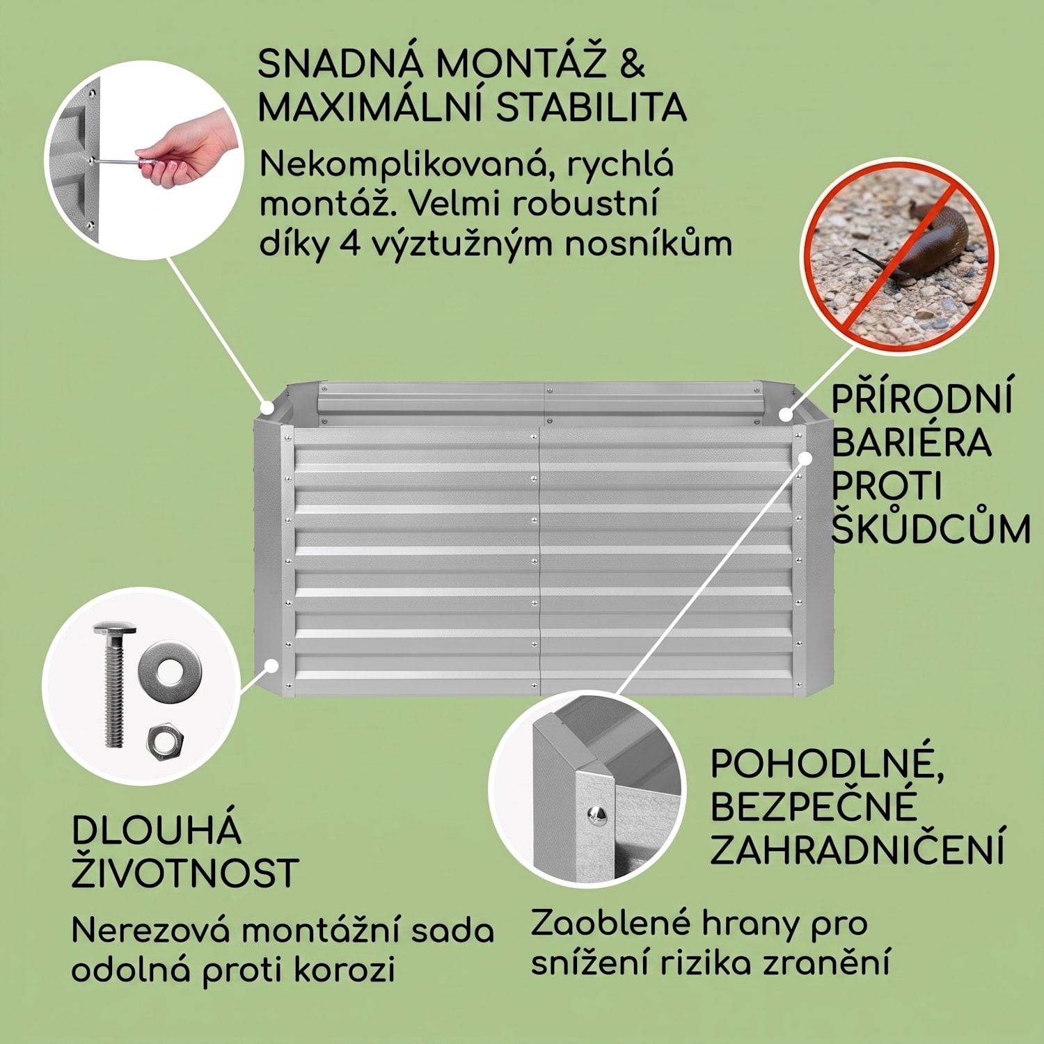 Blum High Grow Straight, vyvýšený záhon, 120 x 60 x 60 cm, 432 l, ocel 120 x 60 x 60 cm | Stříbrná