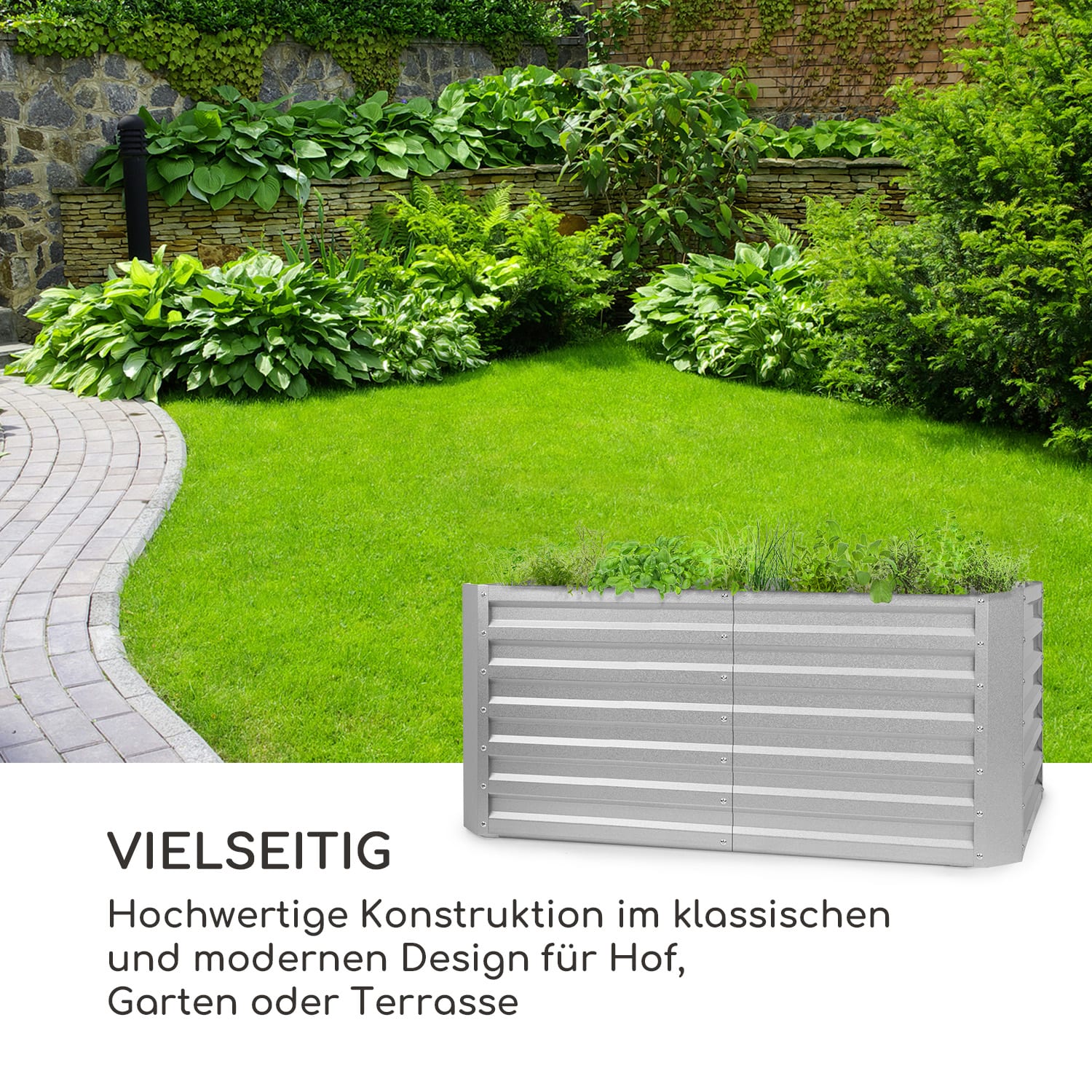 High Grow Straight Hochbeet 120x60x60cm 432l Stahl 120 x 60 x 60 cm | Silber