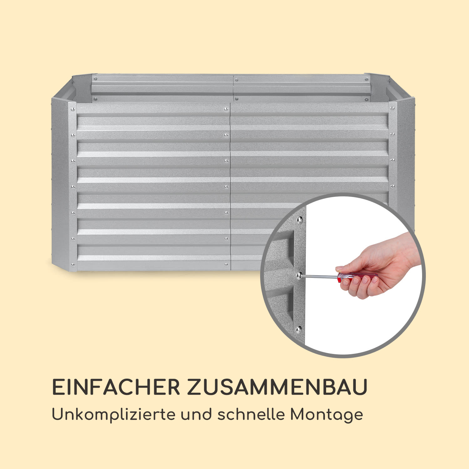 High Grow Straight Hochbeet 120x60x60cm 432l Stahl 120 x 60 x 60 cm | Silber