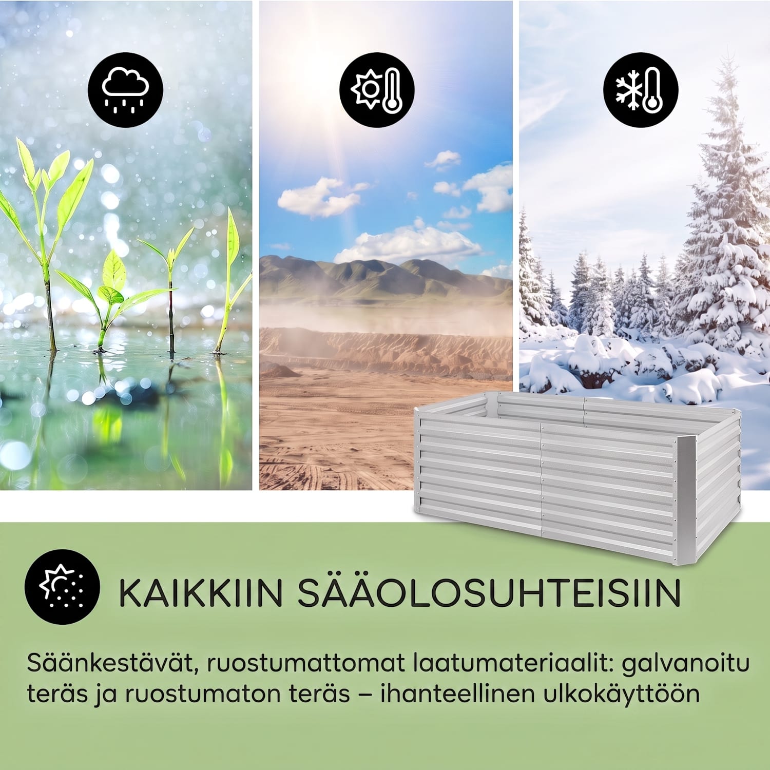 High Grow Straight korotettu viljelylaatikko 120x60x60cm 432l teräs 120 x 60 x 60 cm | Hopea