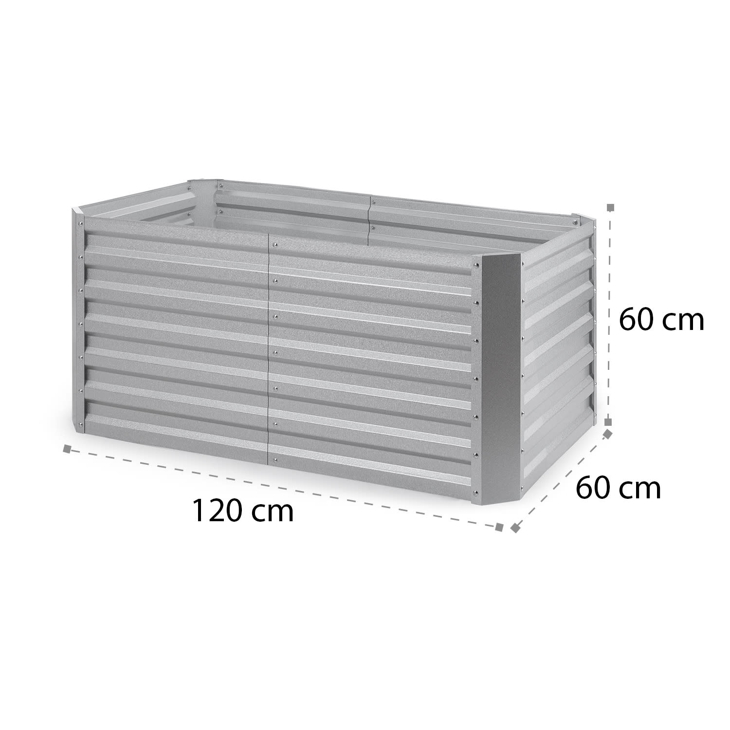 Blum High Grow Straight, vyvýšený záhon, 120 x 60 x 60 cm, 432 l, ocel 120 x 60 x 60 cm | Stříbrná