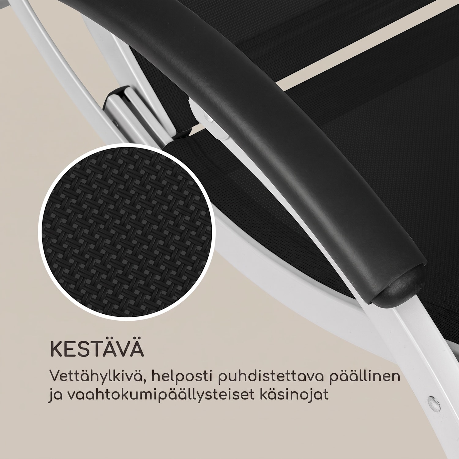 Sunnyvale lepotuoli, jalkatuki, alumiini, 4-kaltevuutta Musta