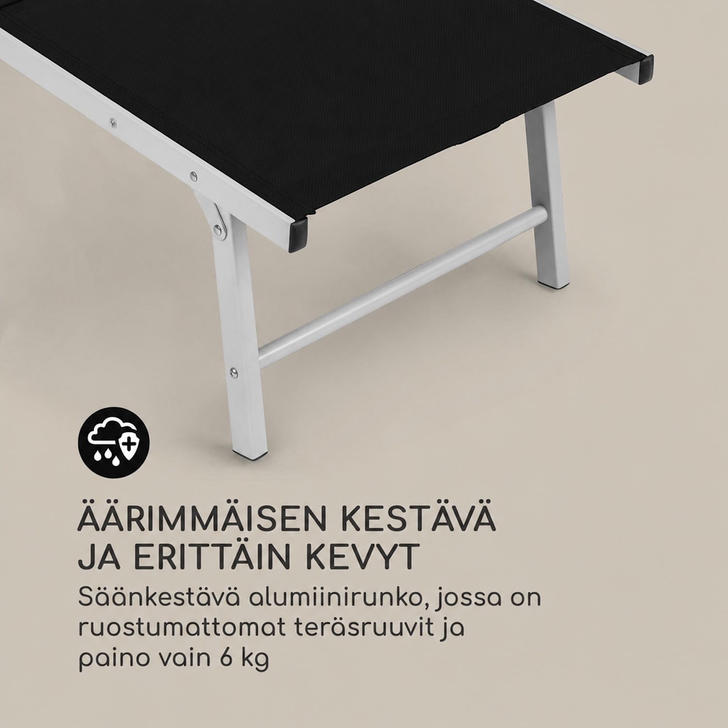 Sunnyvale lepotuoli, jalkatuki, alumiini, 4-kaltevuutta Musta