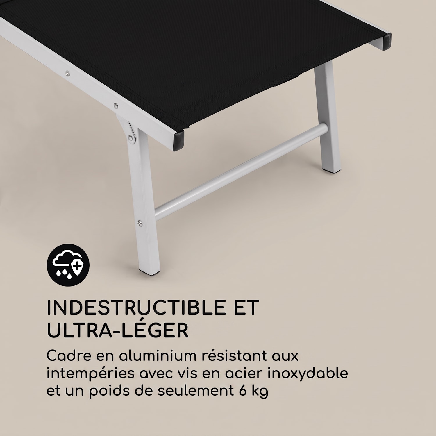 Sunnyvale chaise longue avec repose-pieds en aluminium 4 marches Noir