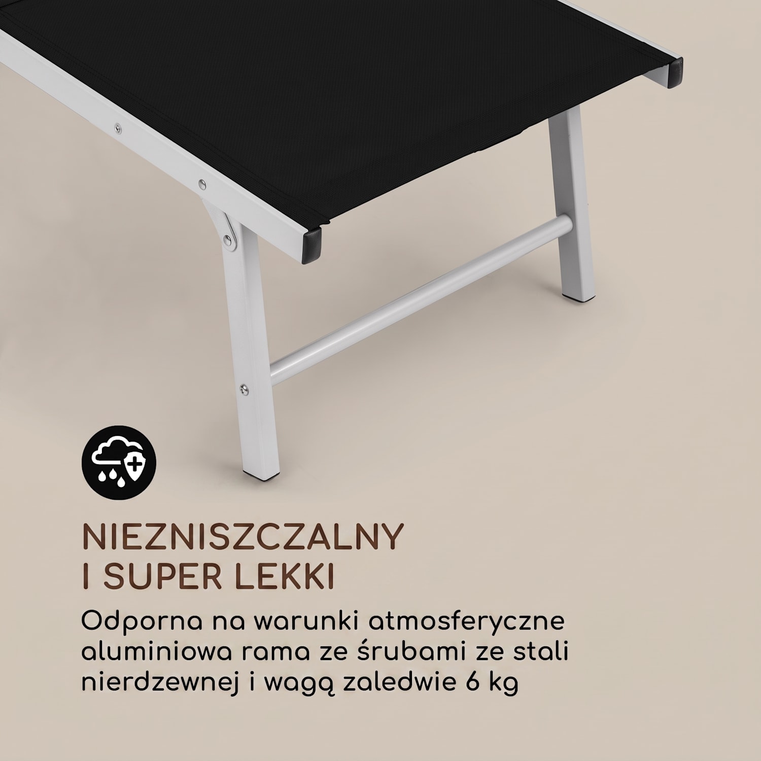 Sunnyvale, leżak ogrodowy z podnóżkiem, leżanka, aluminium, 4 pozycje Czarny