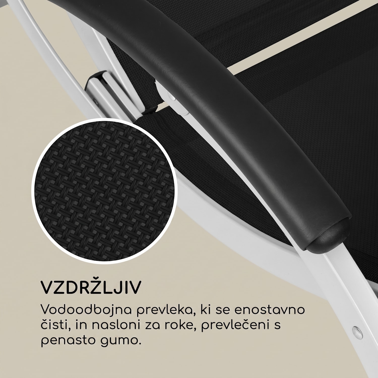 Sunnyvale, ležalnik z naslonom za noge, aluminij, 4 nivoji Črna