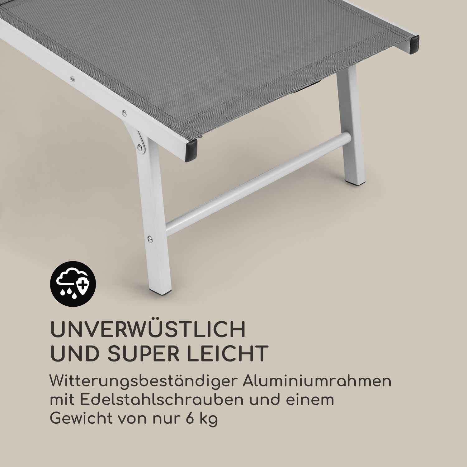 Sunnyvale Liegestuhl mit Fußteil Aluminium 4-Stufen Dunkelgrau