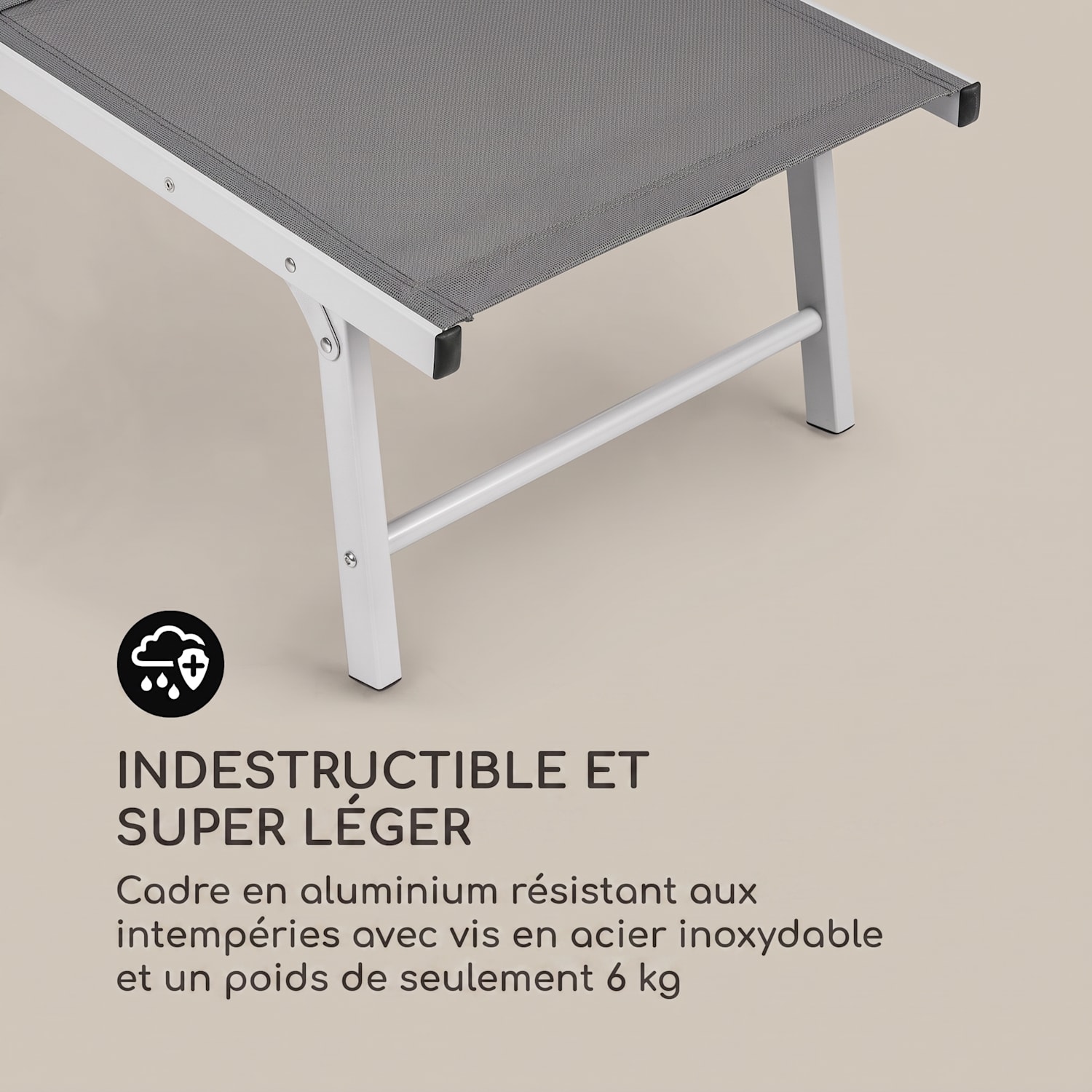 Sunnyvale chaise longue avec repose-pieds en aluminium 4 marches Gris Foncé