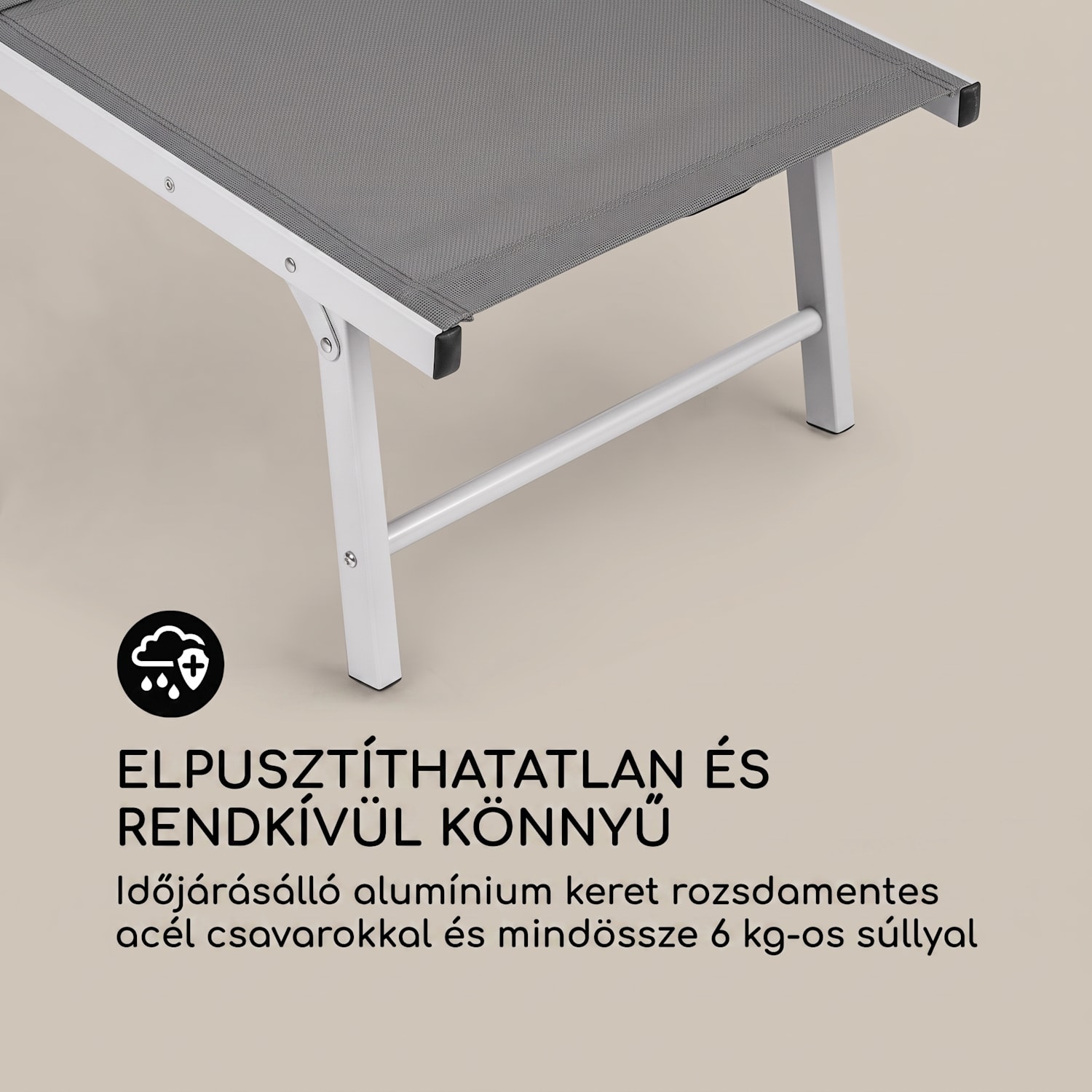 Sunnyvale, nyugágy lábtartóval, alumínium, 4 szint Sötét szürke