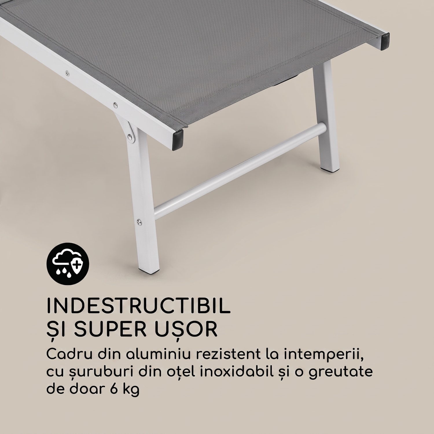 Sunnyvale, șezlong cu suport pentru picioare, aluminiu, pe 4 niveluri Gri închis
