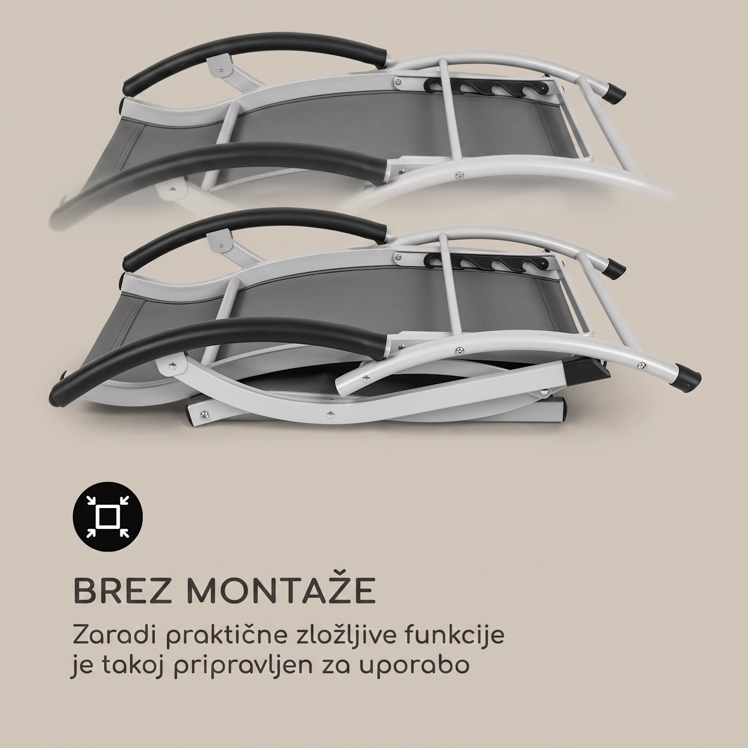 Sunnyvale, ležalnik z naslonom za noge, aluminij, 4 nivoji Temno siva