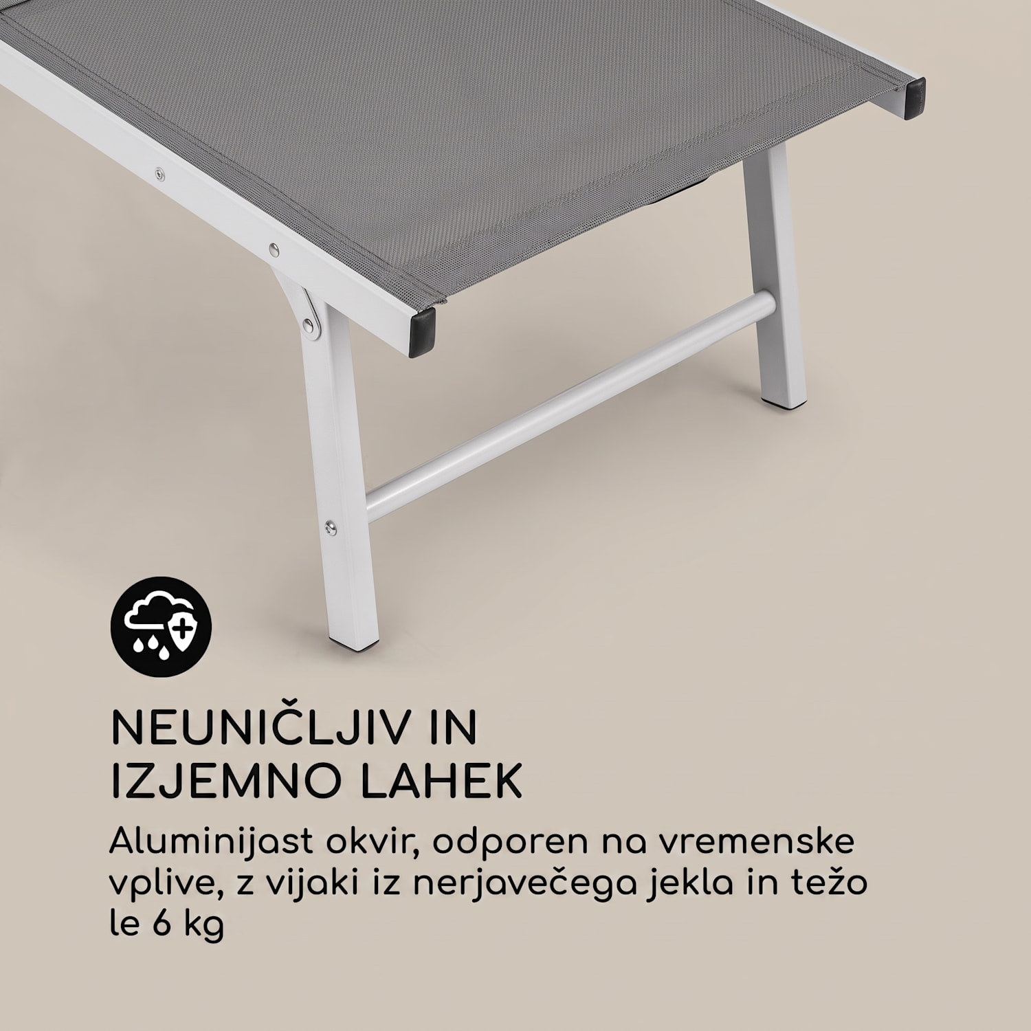 Sunnyvale, ležalnik z naslonom za noge, aluminij, 4 nivoji Temno siva