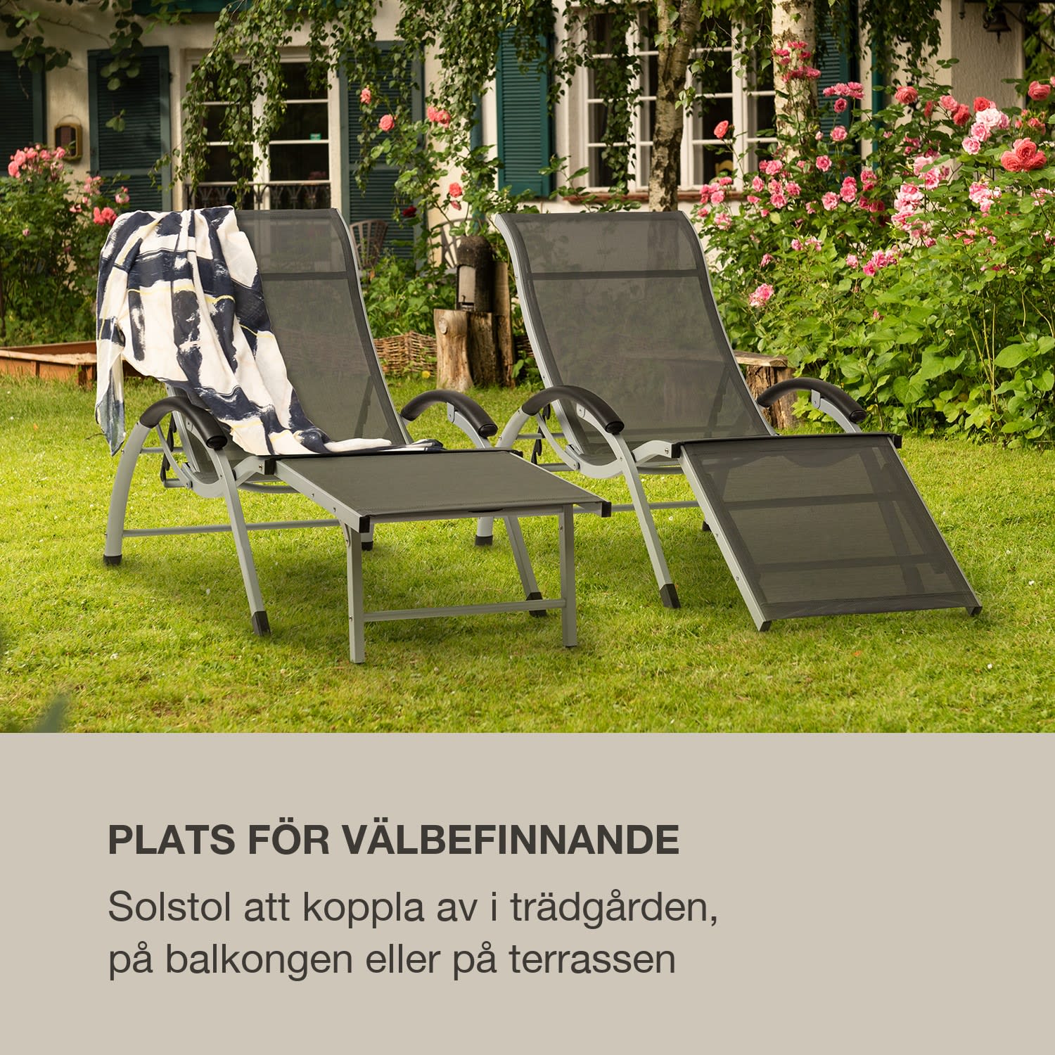 Sunnyvale Liggfåtölj med fotdel aluminium 4 nivåer Mörkgrå