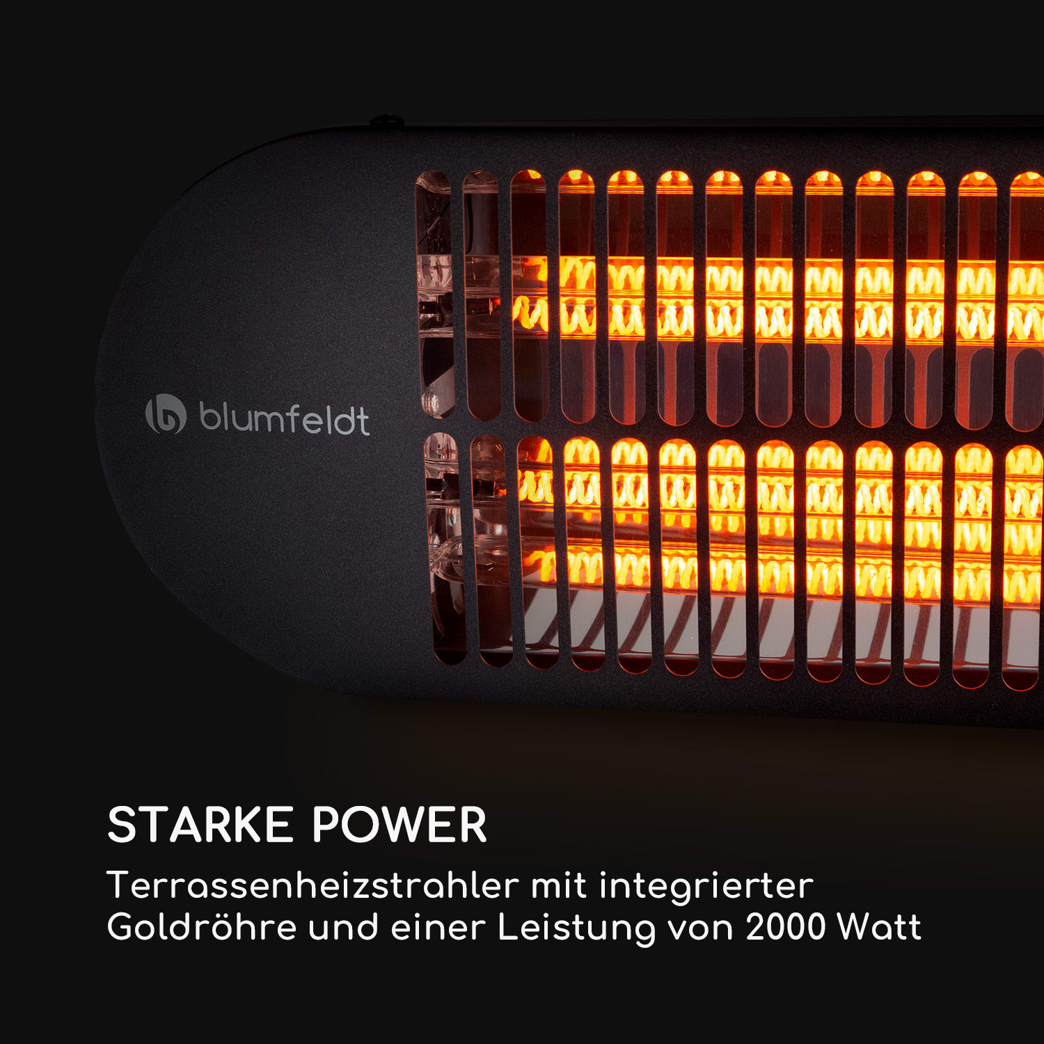 Gold Bar 2000 Swing Infrarotheizstrahler 2000W 60° Oszillation Schwarz