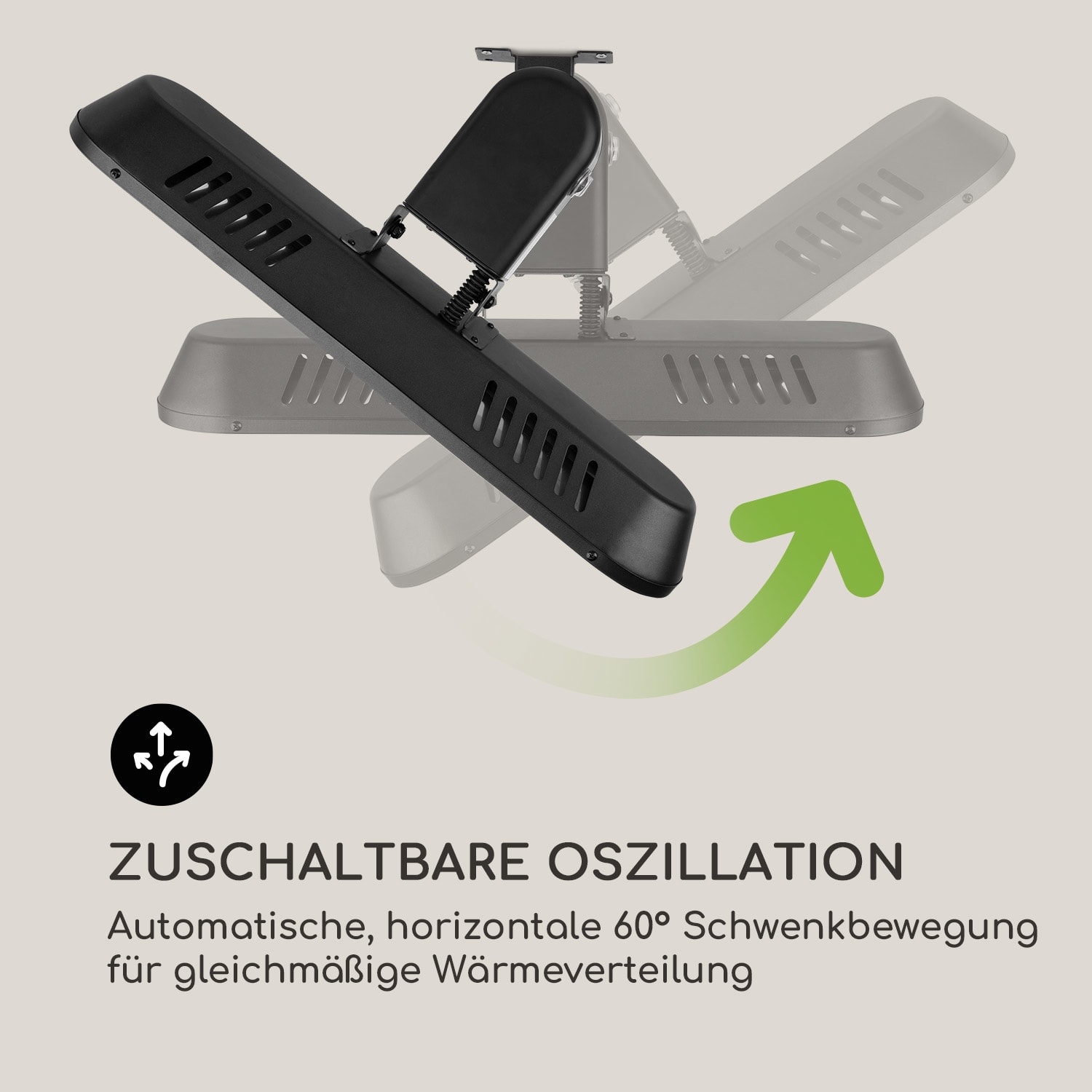 Gold Bar 2000 Swing Infrarotheizstrahler 2000W 60° Oszillation Schwarz