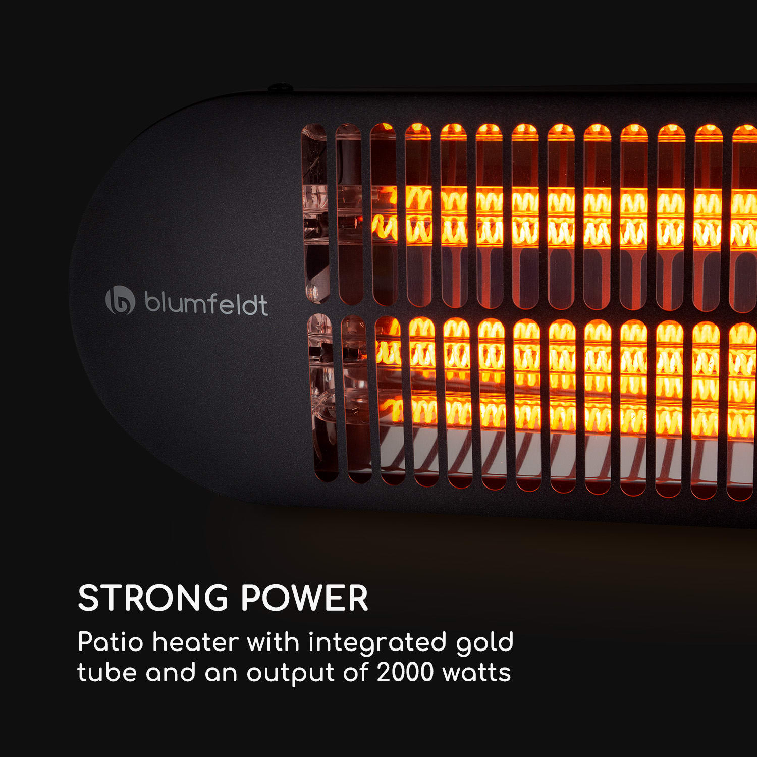 Blum Gold Bar 2000 Swing Estufa exterior 2000W 60° Oscilación Negro