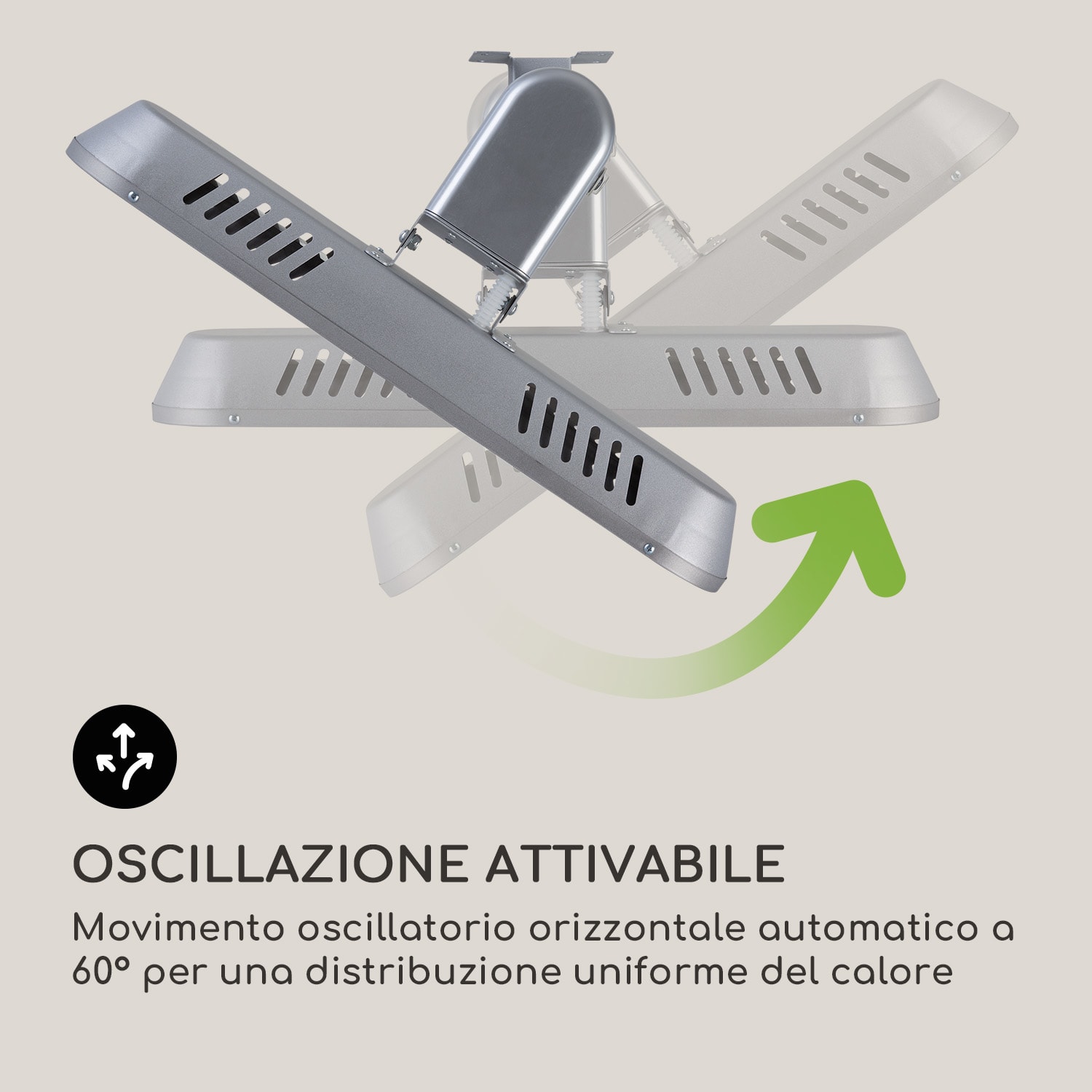 Gold Bar 2000 Swing, Stufa a Infrarossi, Oscillazione a 60°, 2000W Grigio chiaro