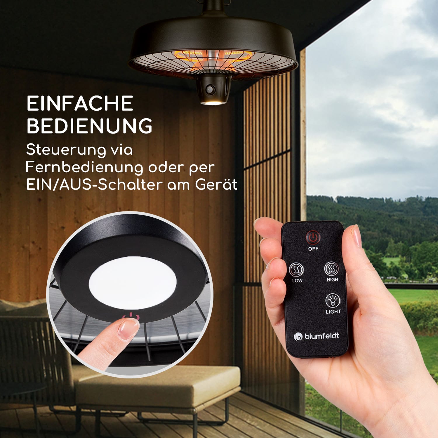 Camden Heat Deluxe Infrarot-Heizstrahler 2500W LED IP24 Decke 2500 W | Schwarz