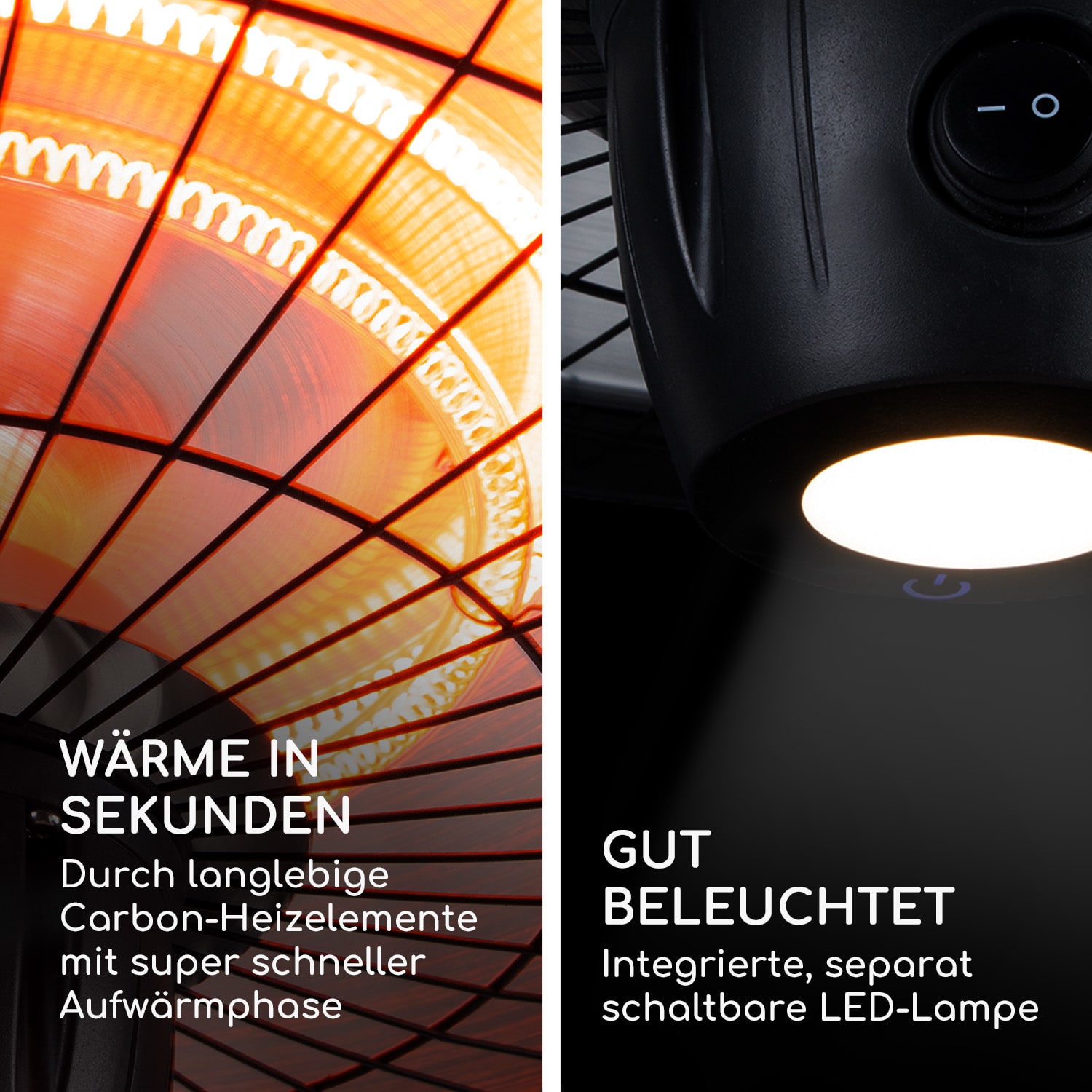 Camden Heat Deluxe Infrarot-Heizstrahler 2500W LED IP24 Decke 2500 W | Schwarz