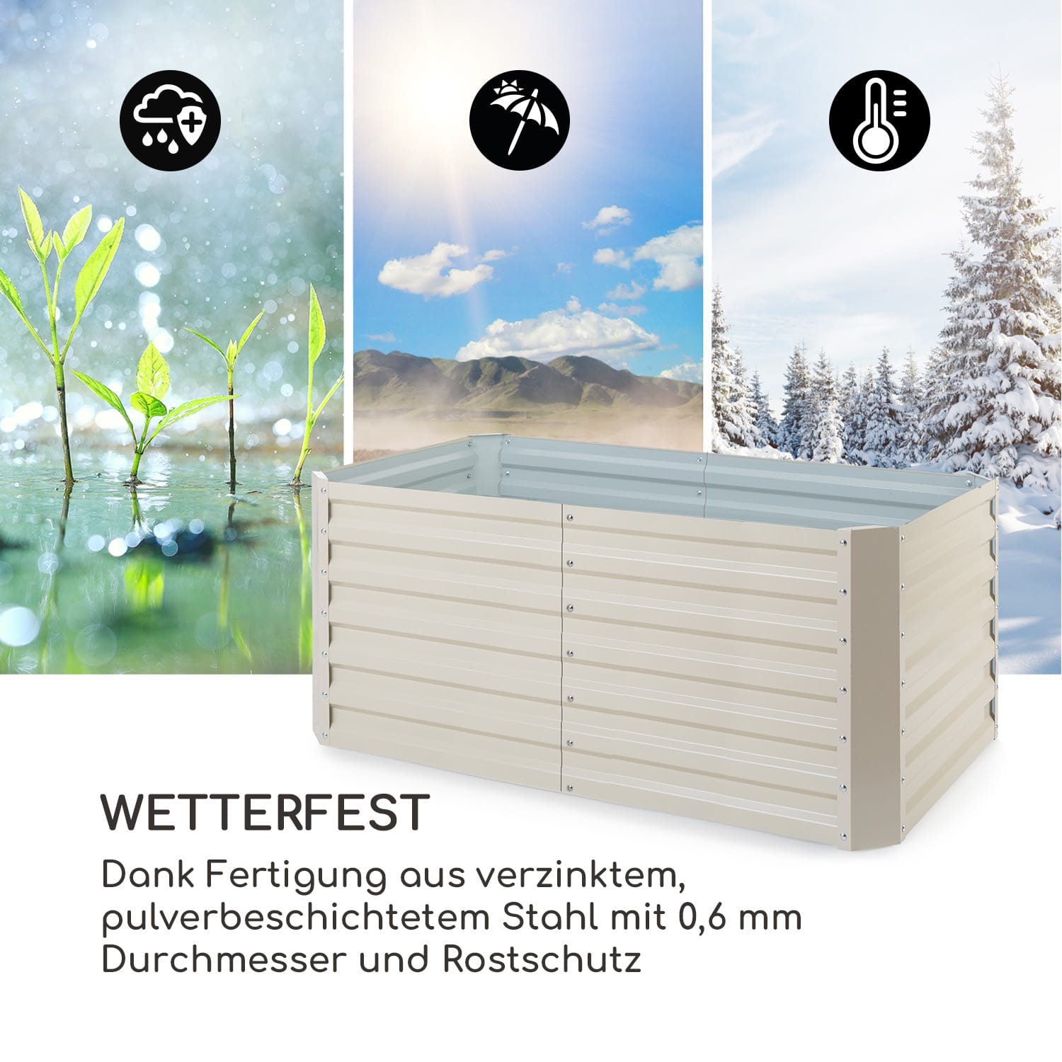 Blum High Grow Straight potager surélevé 120x60x60cm 432 l acier 120 x 60 x 60 cm | Crème