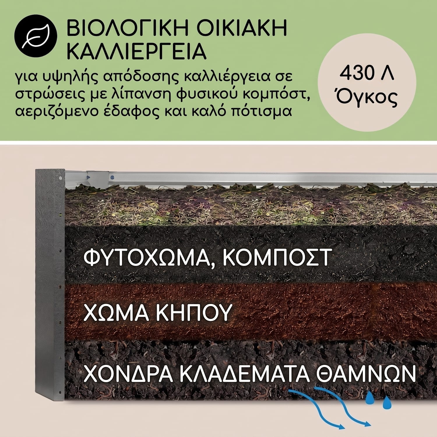 Terrabox 120x60x60 cm Υπερυψωμένο Παρτέρι Κρεμ 120 x 60 x 60 cm | Κρεμ