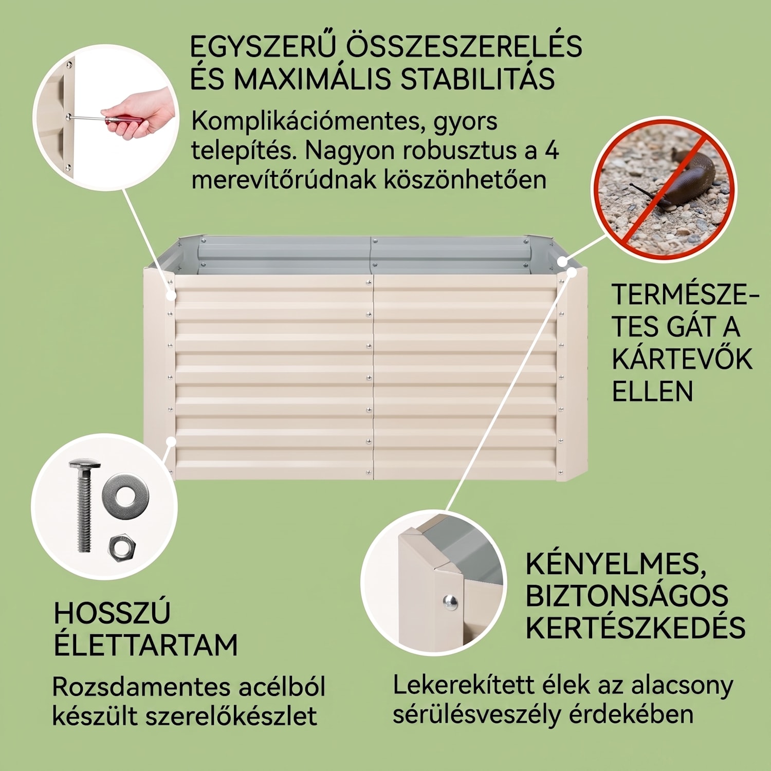 Blum High Grow Straight, magaságyás, 120 x 60 x 60 cm, 432l, acél 120 x 60 x 60 cm | Krém