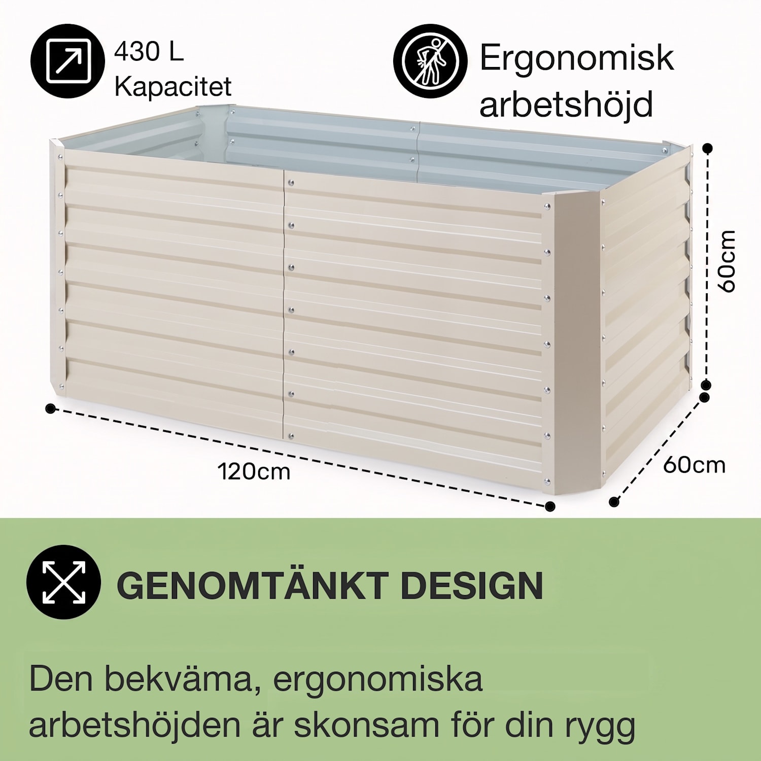 Blum High Grow Straight Pallkrage 120x60x60cm 432l stål 120 x 60 x 60 cm | Creme