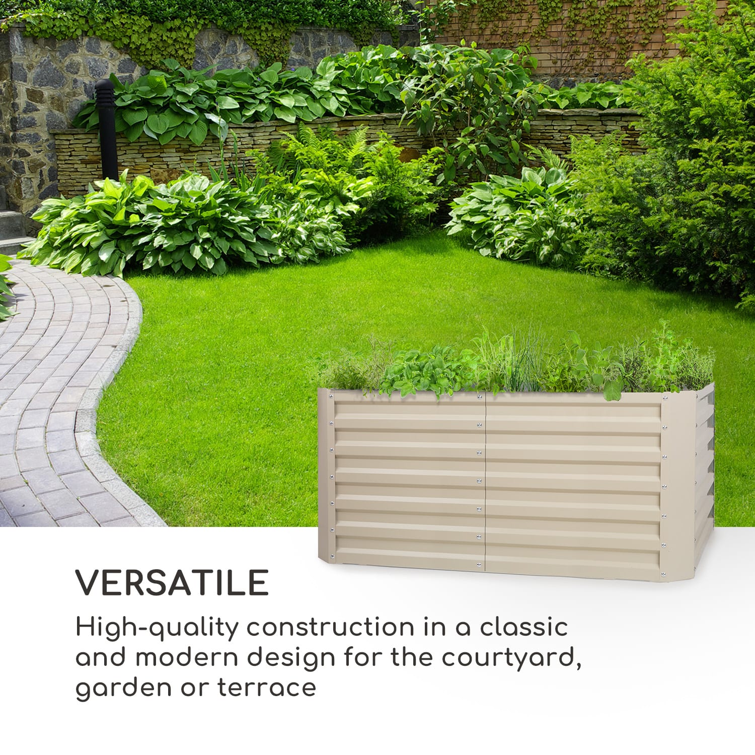 Blum High Grow Straight Jardinera elevada 100 x 60 x 60 cm 432 litros acero 120 x 60 x 60 cm | Crema