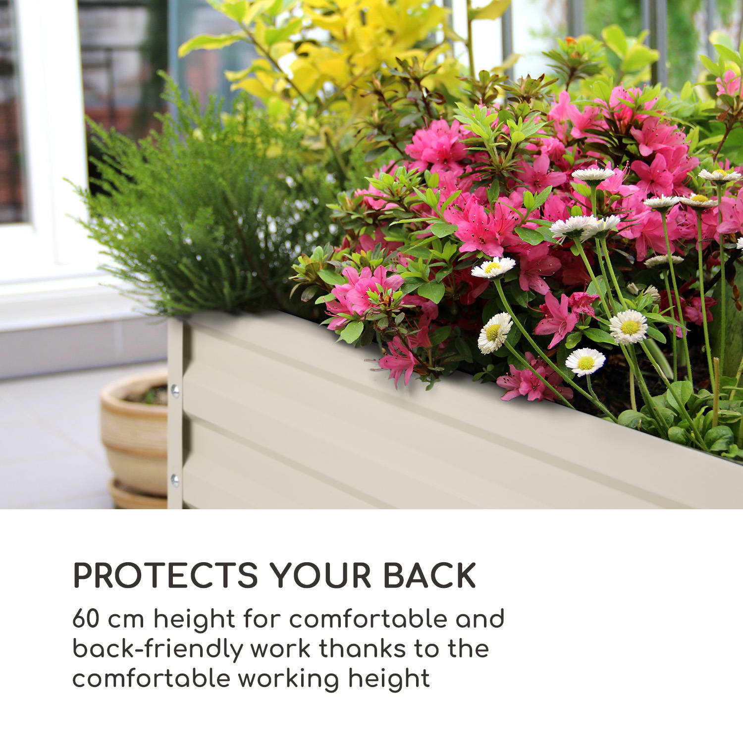 Blum High Grow Straight Jardinera elevada 100 x 60 x 60 cm 432 litros acero 120 x 60 x 60 cm | Crema