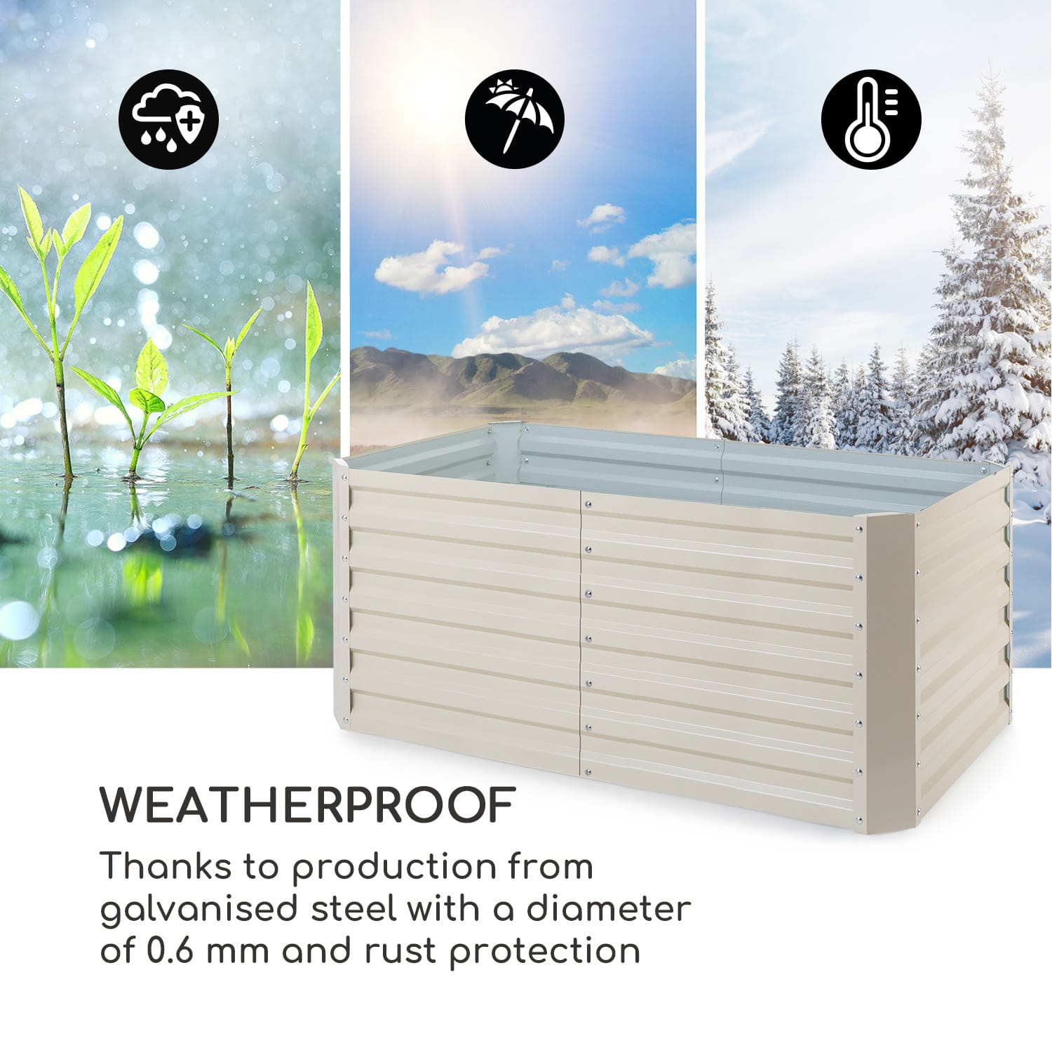 Blum High Grow Straight Jardinera elevada 100 x 60 x 60 cm 432 litros acero 120 x 60 x 60 cm | Crema