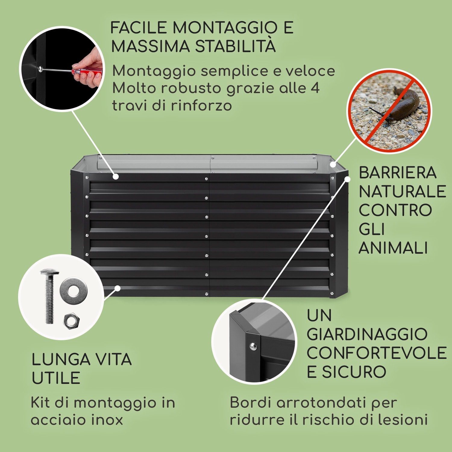 Blum High Grow Straight, Aiuola Rialzata, 120x60x60cm, 432l, Acciaio 120 x 60 x 60 cm | Antracite