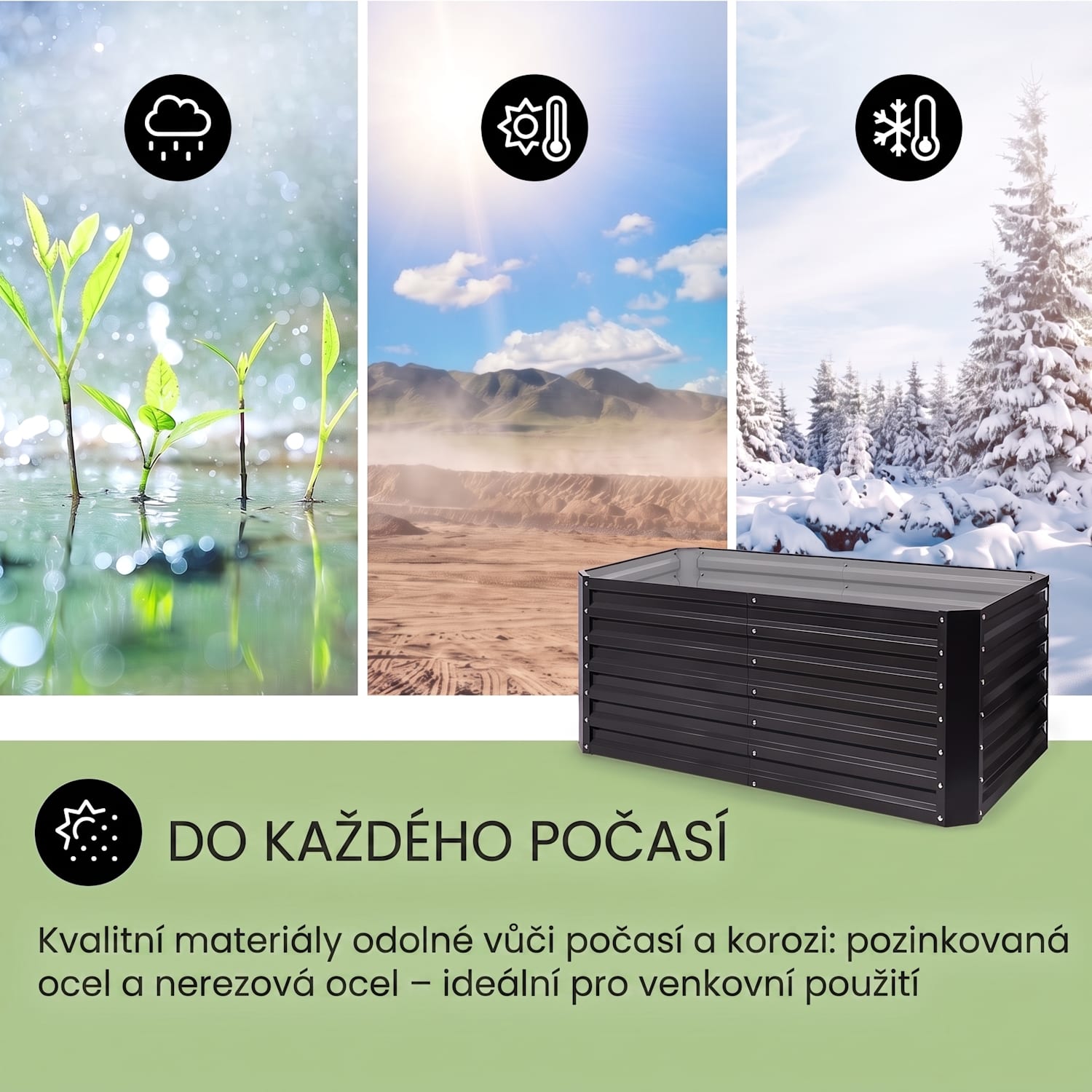 Blum High Grow Straight, vyvýšený záhon, 120 x 60 x 60 cm, 432 l, ocel 120 x 60 x 60 cm | Antracit