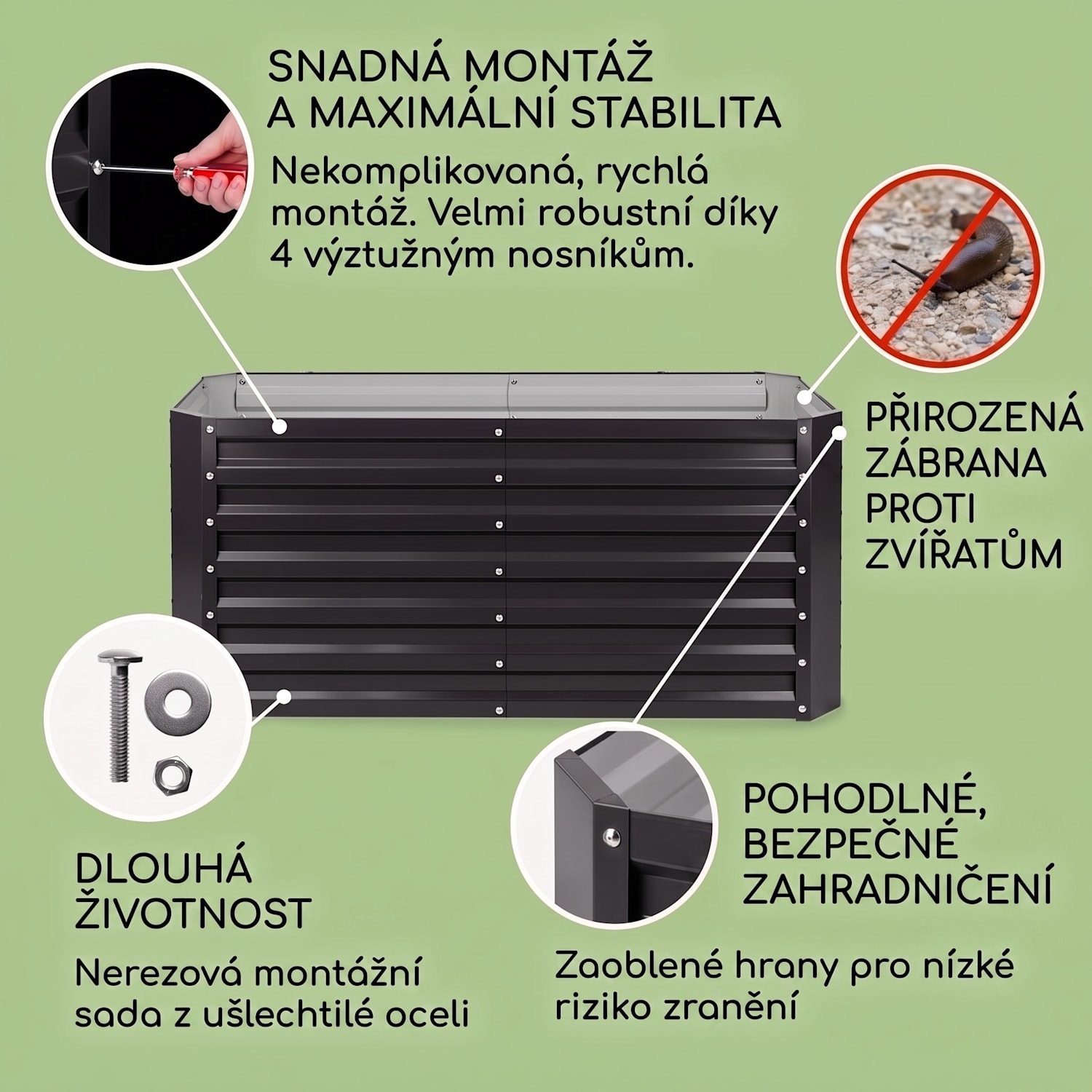Blum High Grow Straight, vyvýšený záhon, 120 x 60 x 60 cm, 432 l, ocel 120 x 60 x 60 cm | Antracit