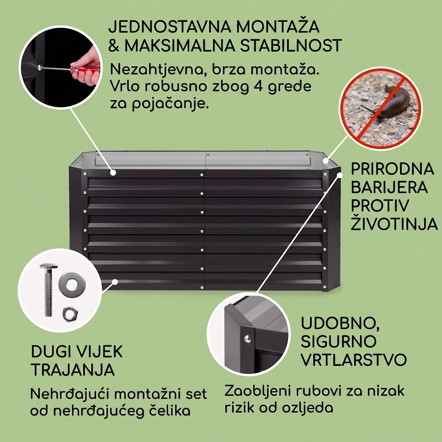 High Grow Straight, povišeni cvjetnjak, 120 x 60 x 60 cm, 432 l, čelik 120 x 60 x 60 cm | Antracit