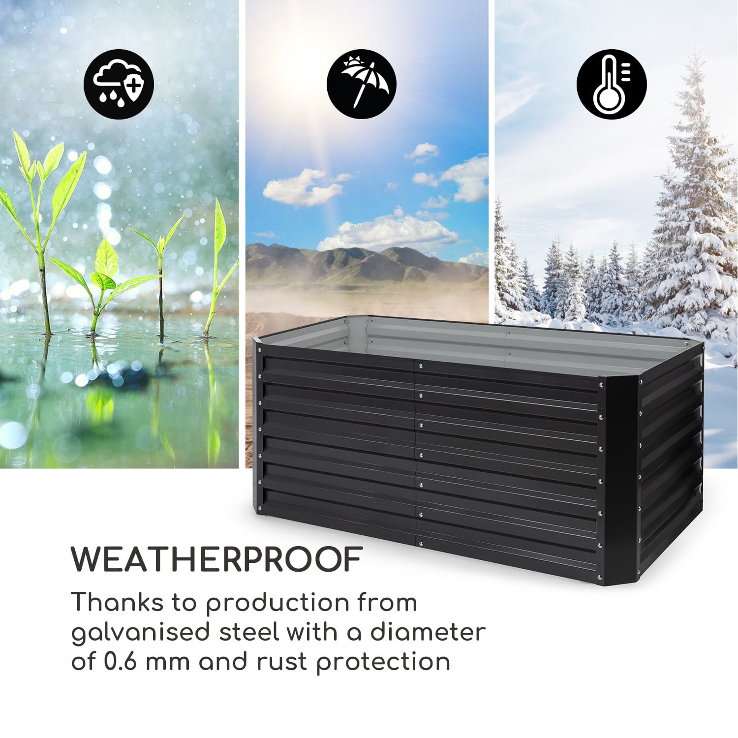 High Grow Straight, visoka greda, 120 x 60 x 60 cm, 432 l, jeklo 120 x 60 x 60 cm | Antracit