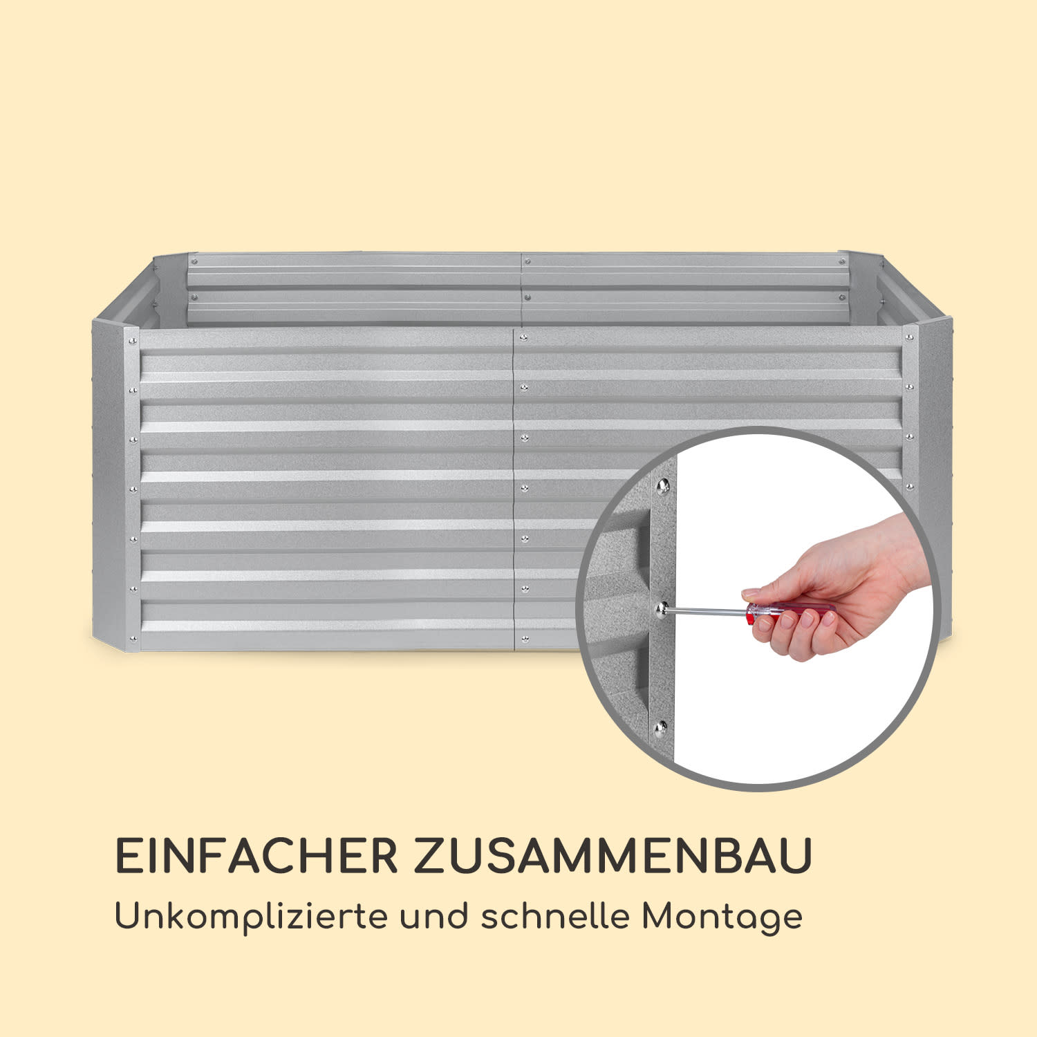 High Grow Straight Hochbeet 200x60x100cm 1200l Stahl 200 x 100 x 60 cm | Silber