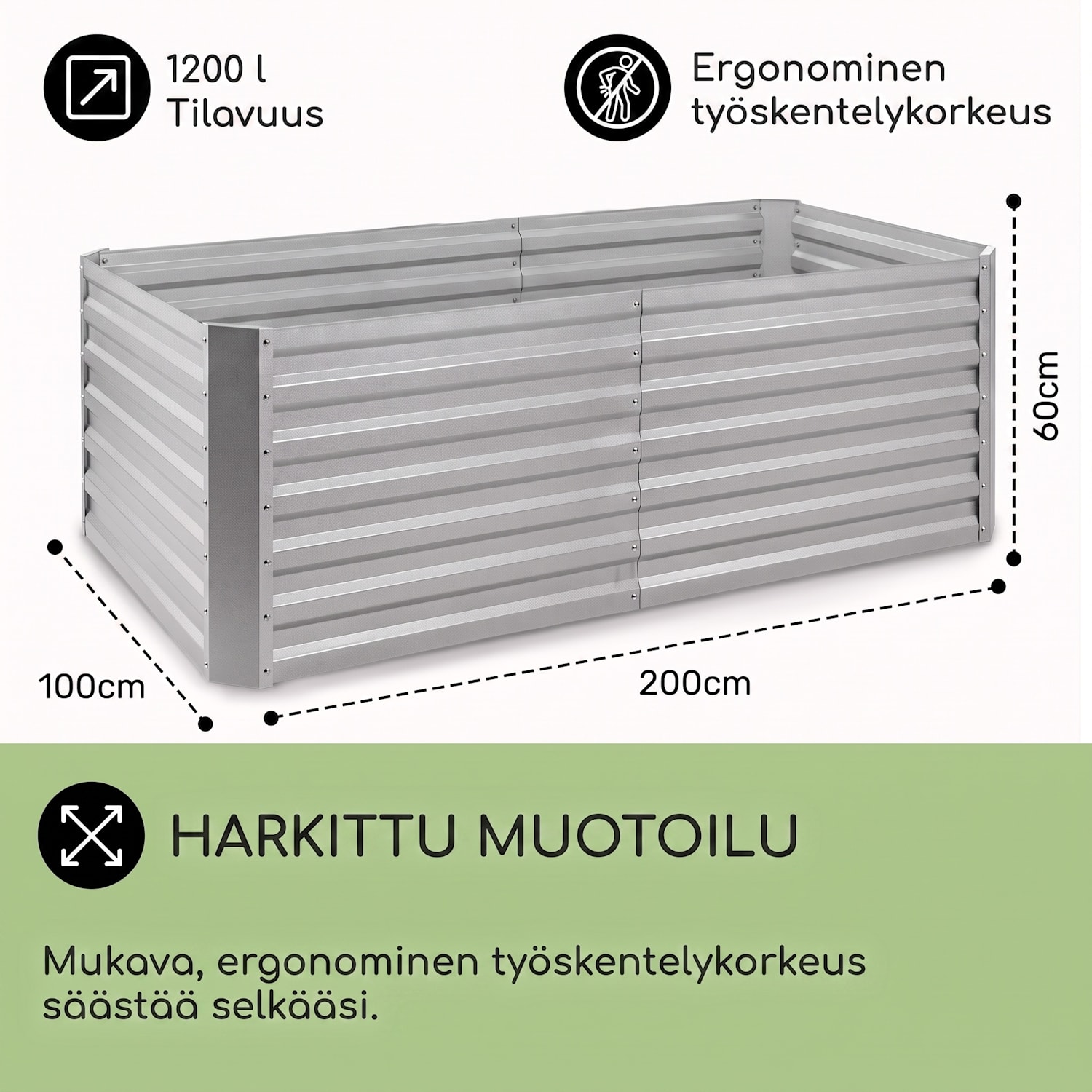 Blum High Grow Straight, kohopenkki, 200 x 60 x 100 cm, 1200 l, teräs 200 x 100 x 60 cm | Hopea