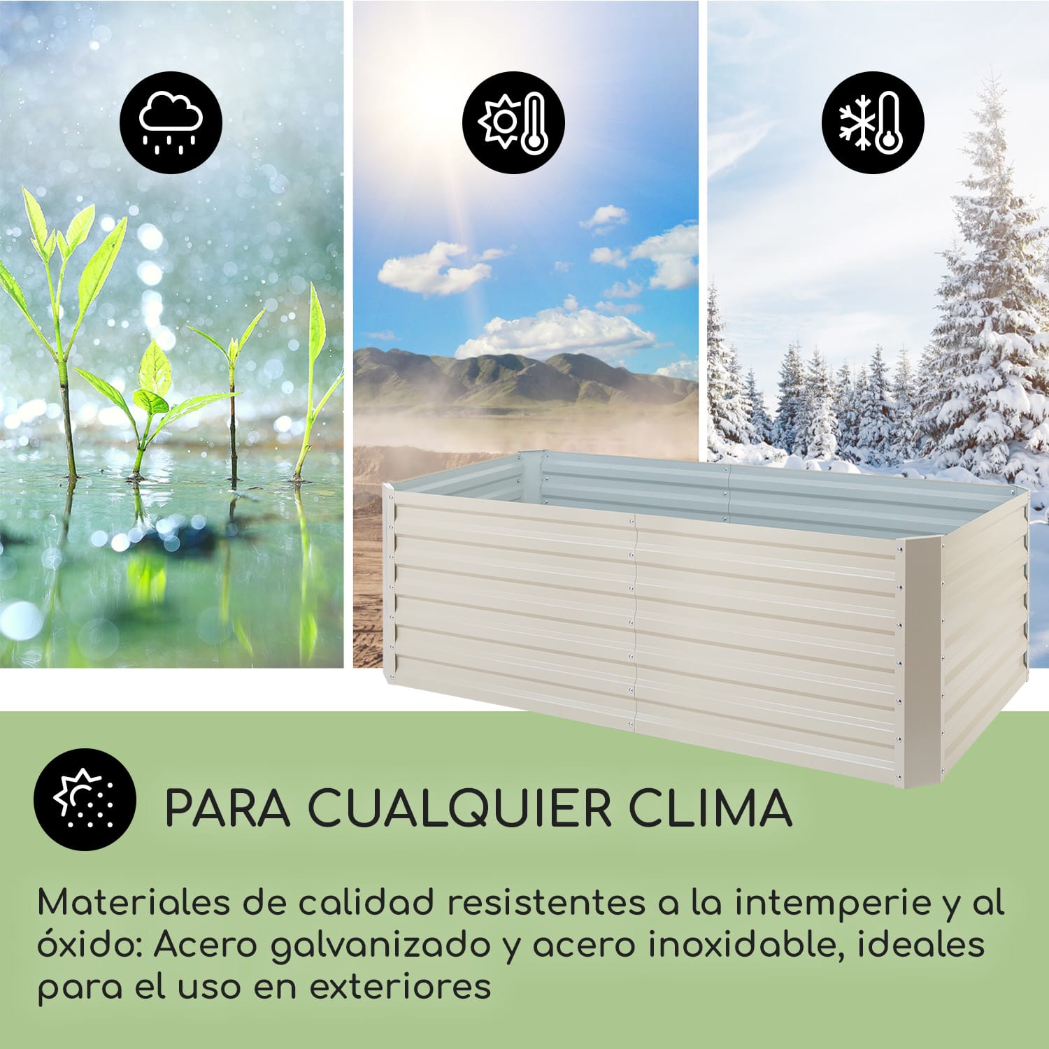 Blum High Grow Straight Jardinera elevada 200 x 60 x 100 cm 1200 litros acero 200 x 100 x 60 cm | Crema