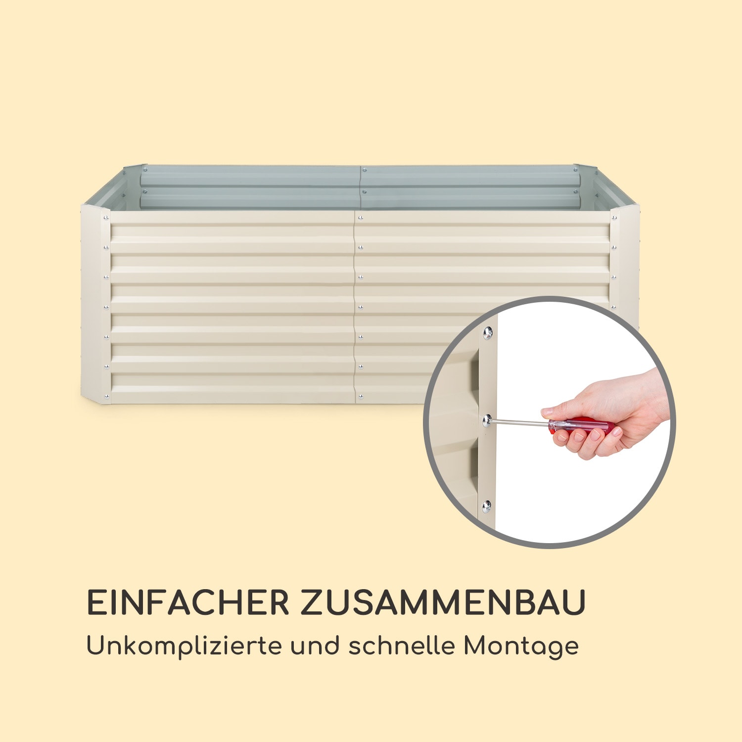 High Grow Straight Hochbeet 200x60x100cm 1200l Stahl 200 x 100 x 60 cm | Creme